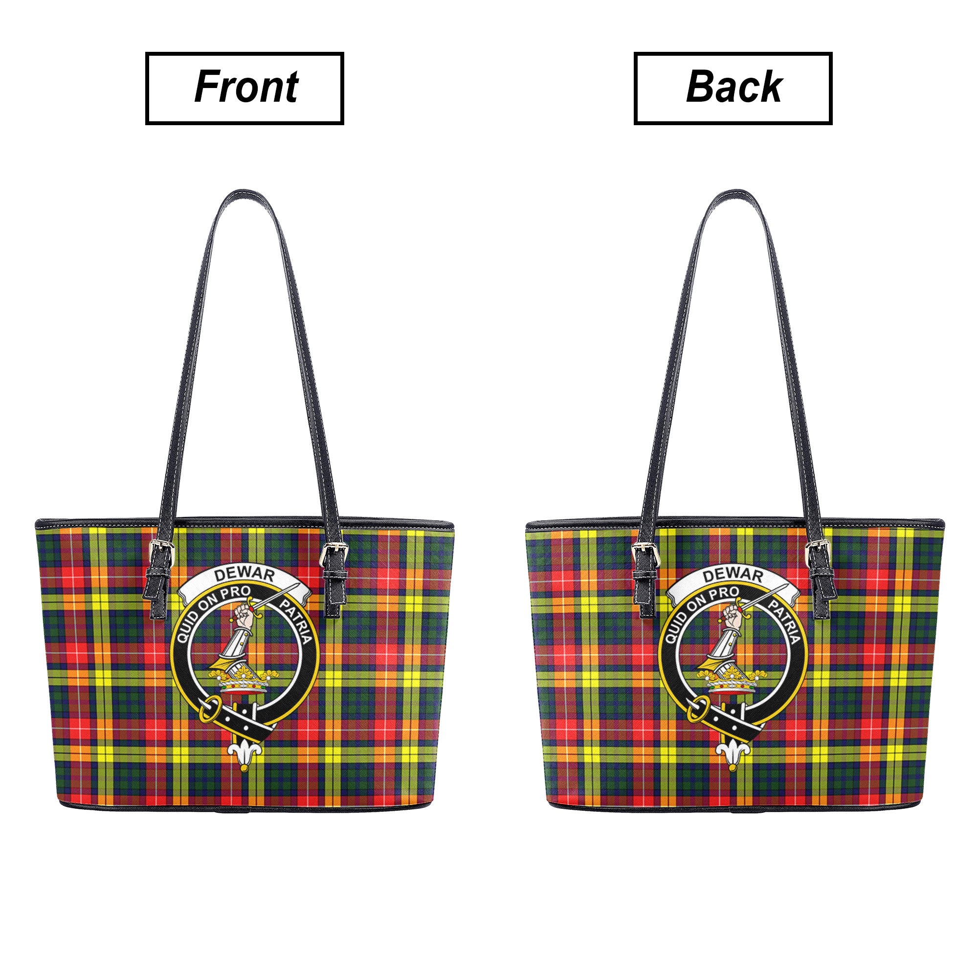 Dewar Tartan Crest Leather Tote Bag