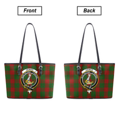 Dewar Clan Tartan Crest Leather Tote Bag