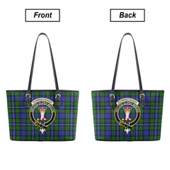 Donnachaidh Tartan Crest Leather Tote Bag