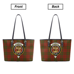 Drummond Clan Tartan Crest Leather Tote Bag