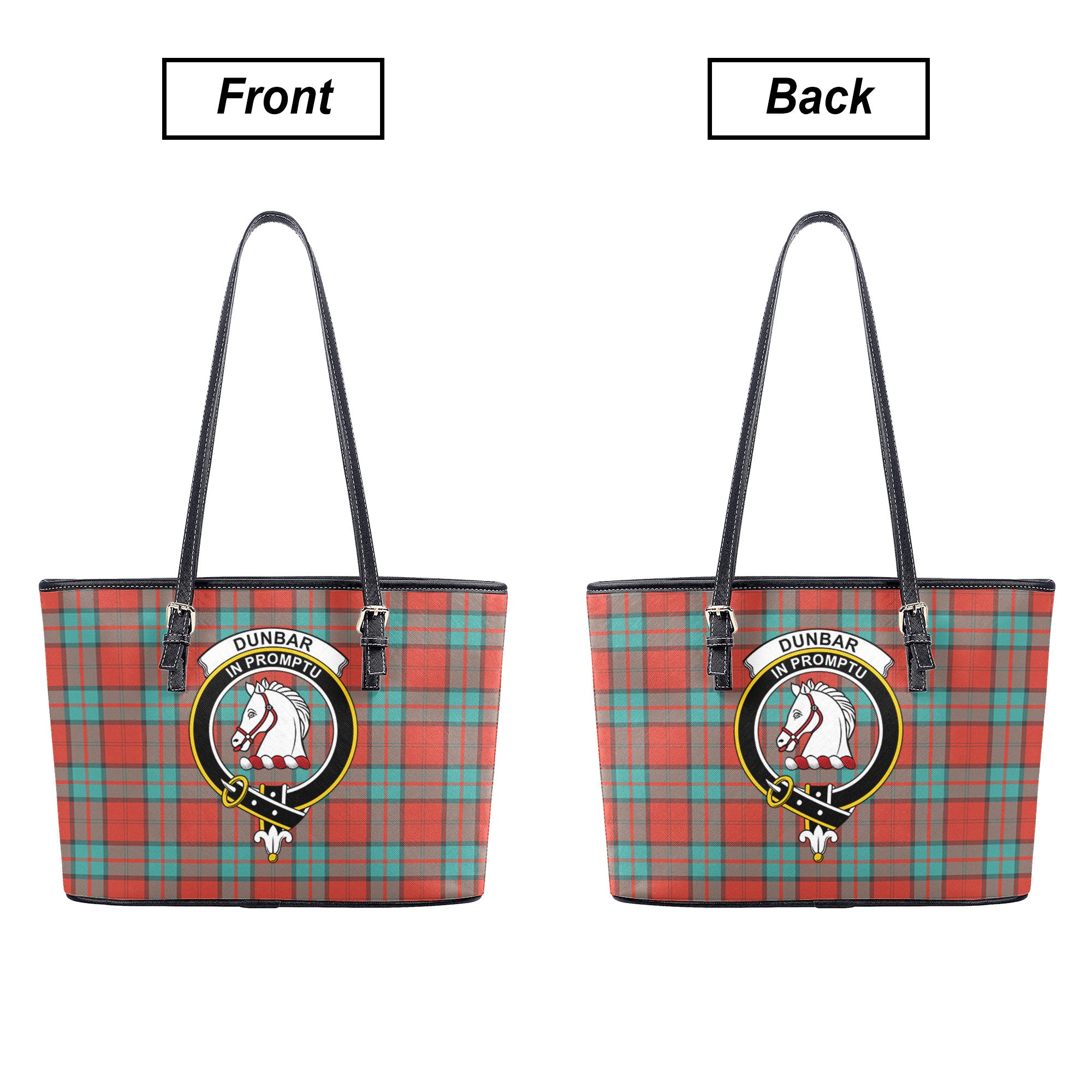 Dunbar Ancient Tartan Crest Leather Tote Bag