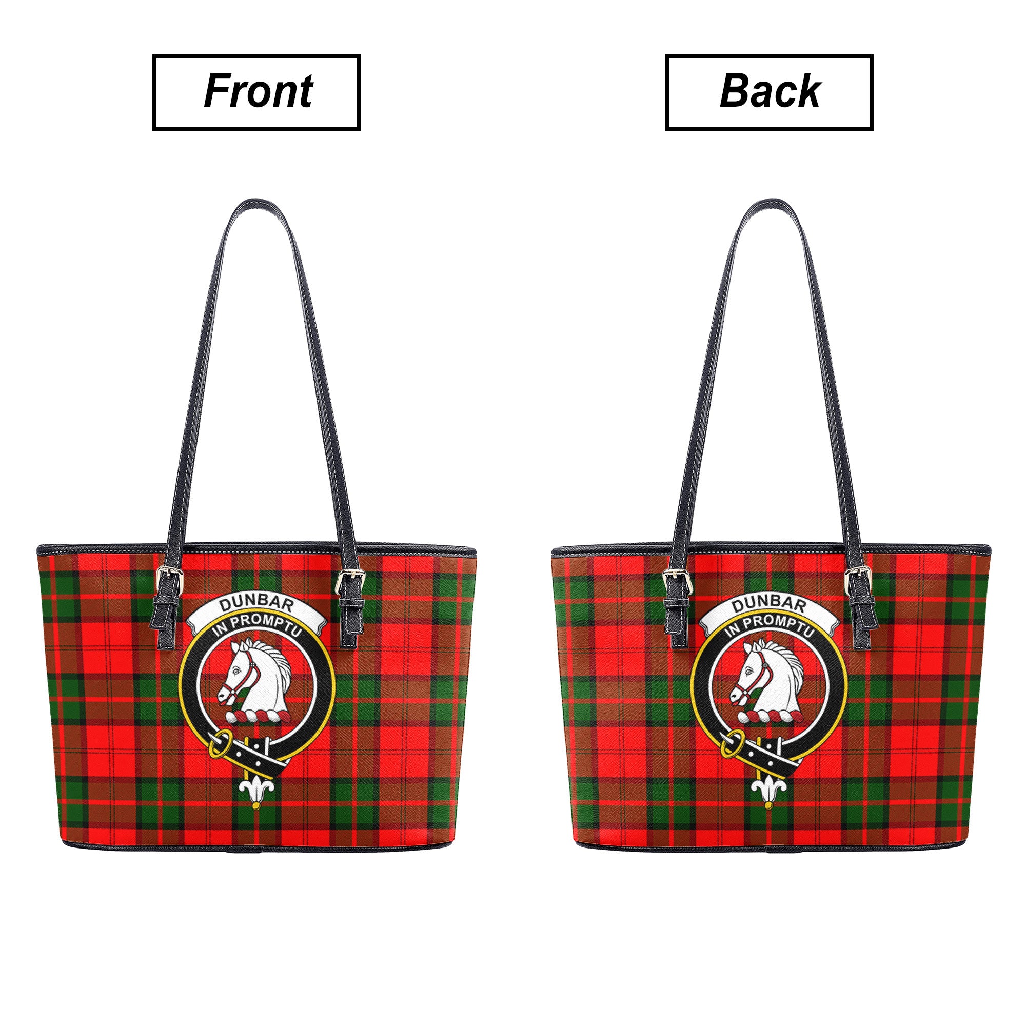 Dunbar Modern Tartan Crest Leather Tote Bag