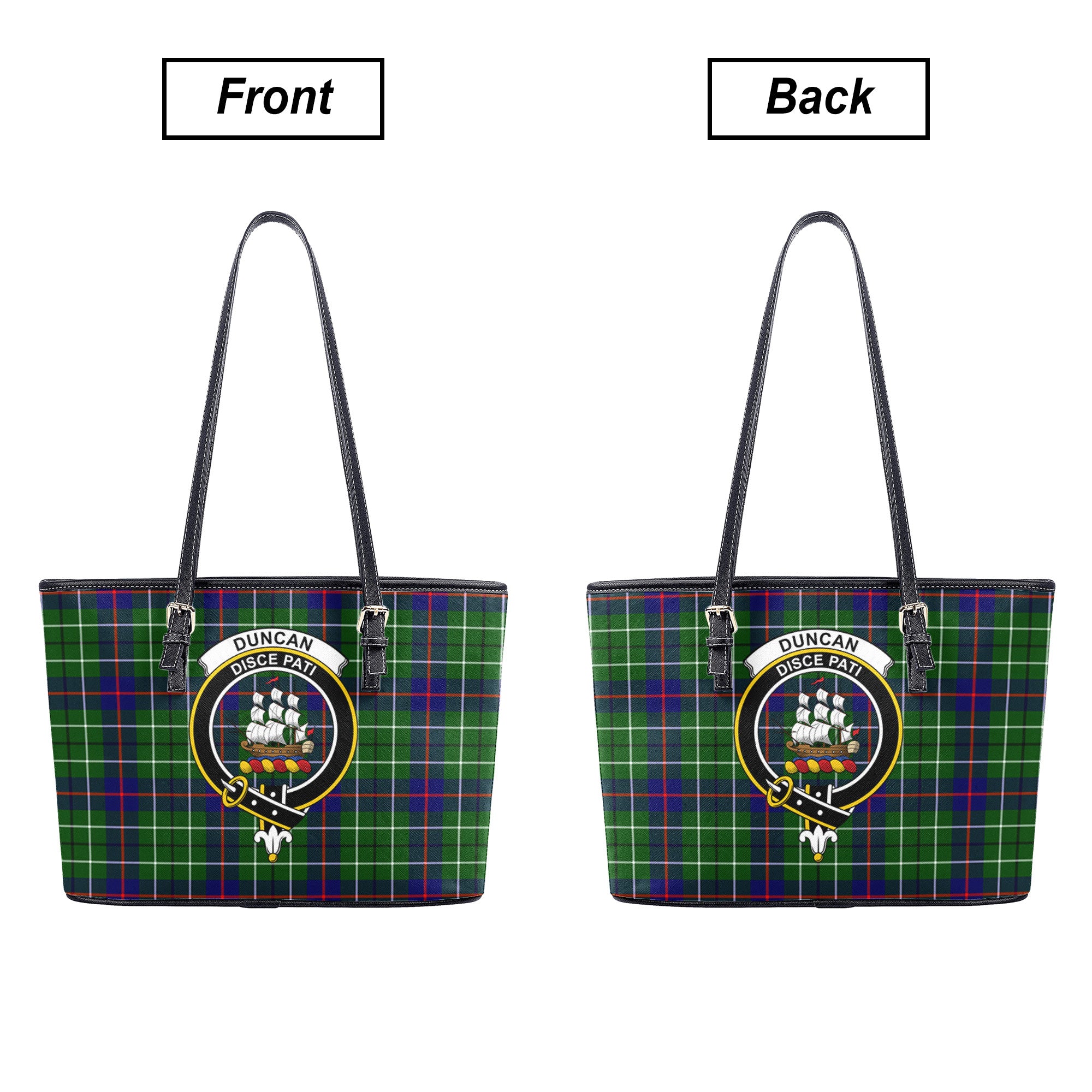 Duncan Modern Tartan Crest Leather Tote Bag