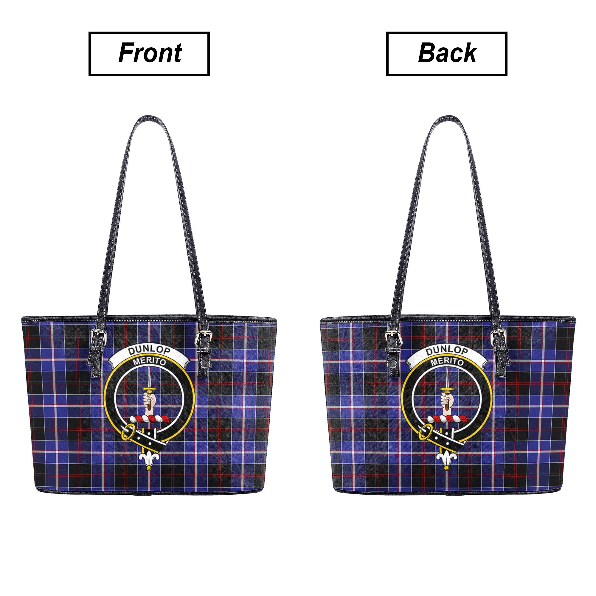 Dunlop Modern Tartan Crest Leather Tote Bag