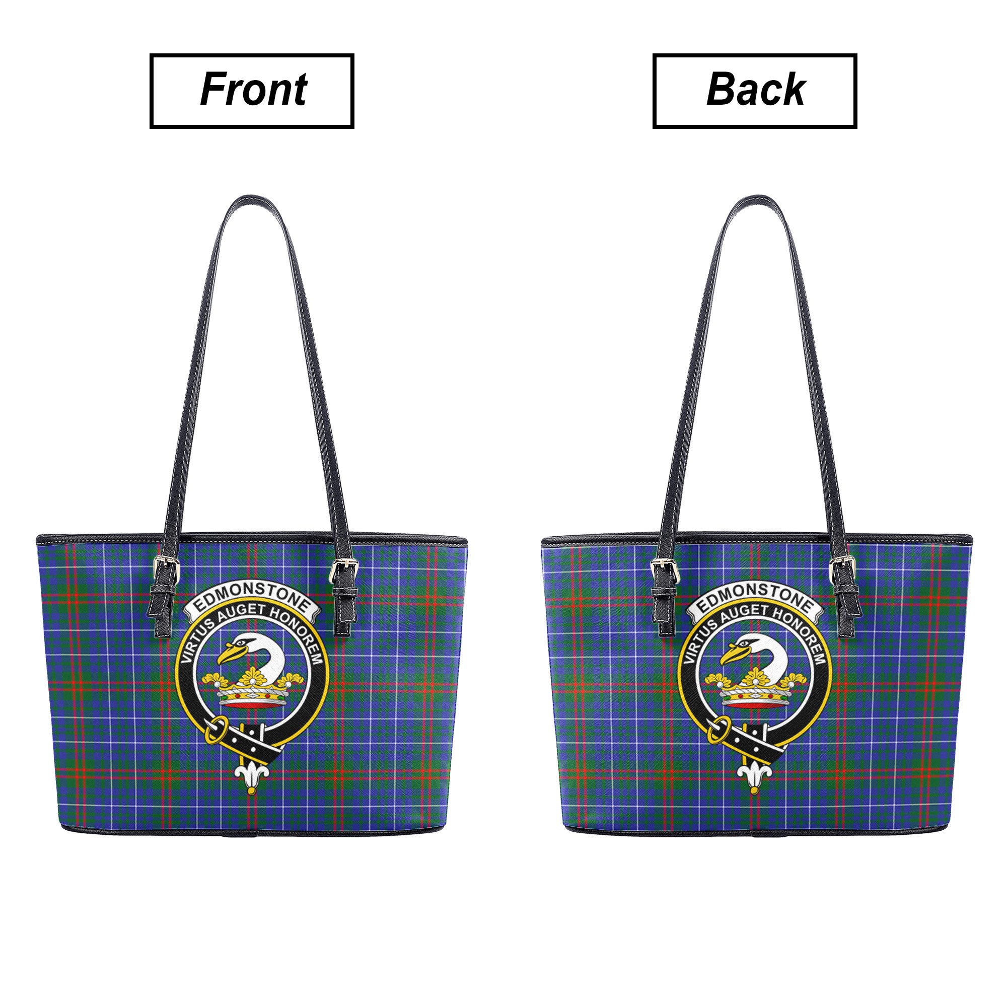 Edmonstone Tartan Crest Leather Tote Bag