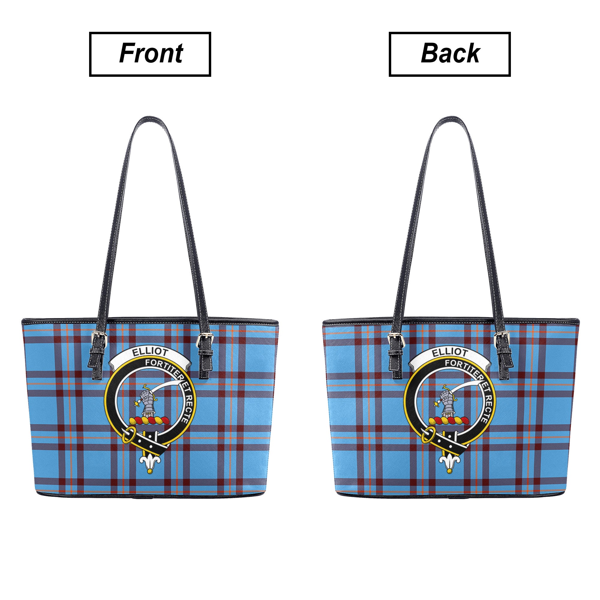 Elliot Ancient Tartan Crest Leather Tote Bag