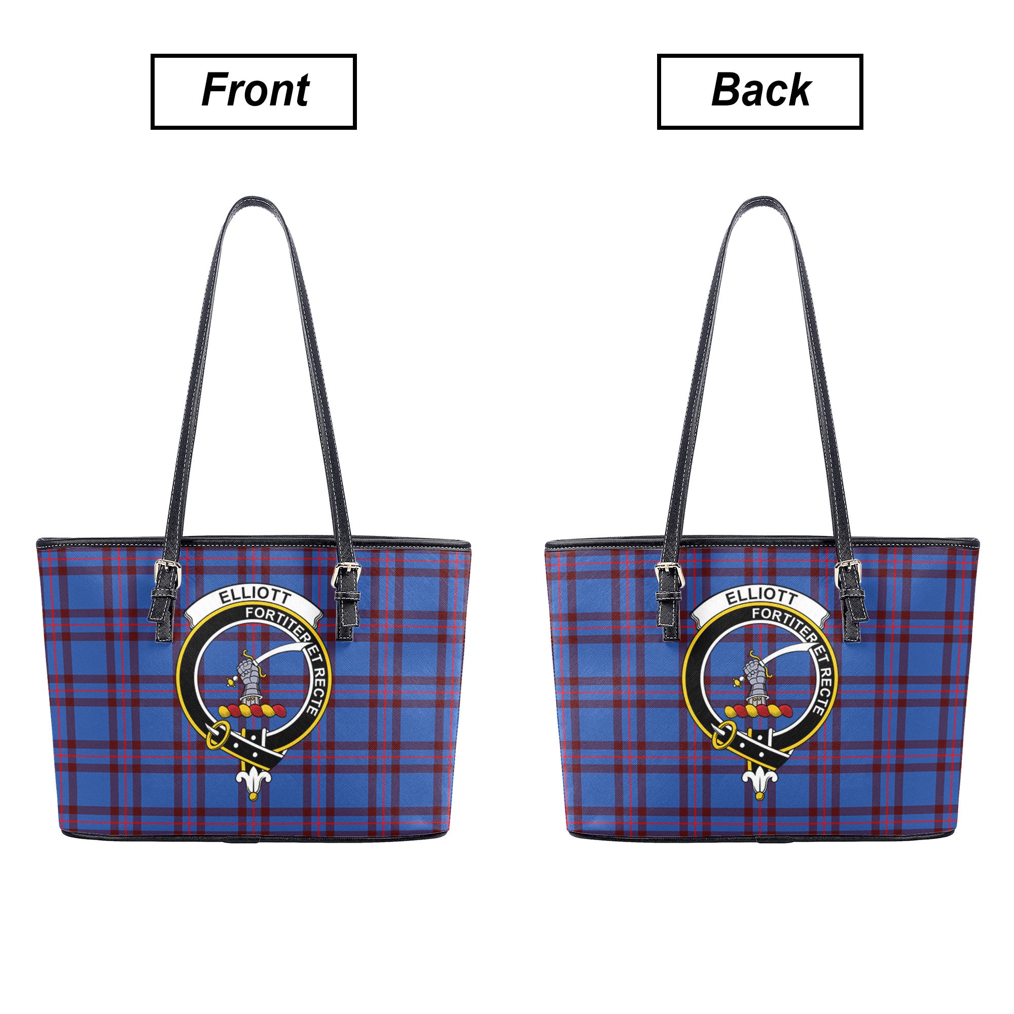 Elliott Modern Tartan Crest Leather Tote Bag