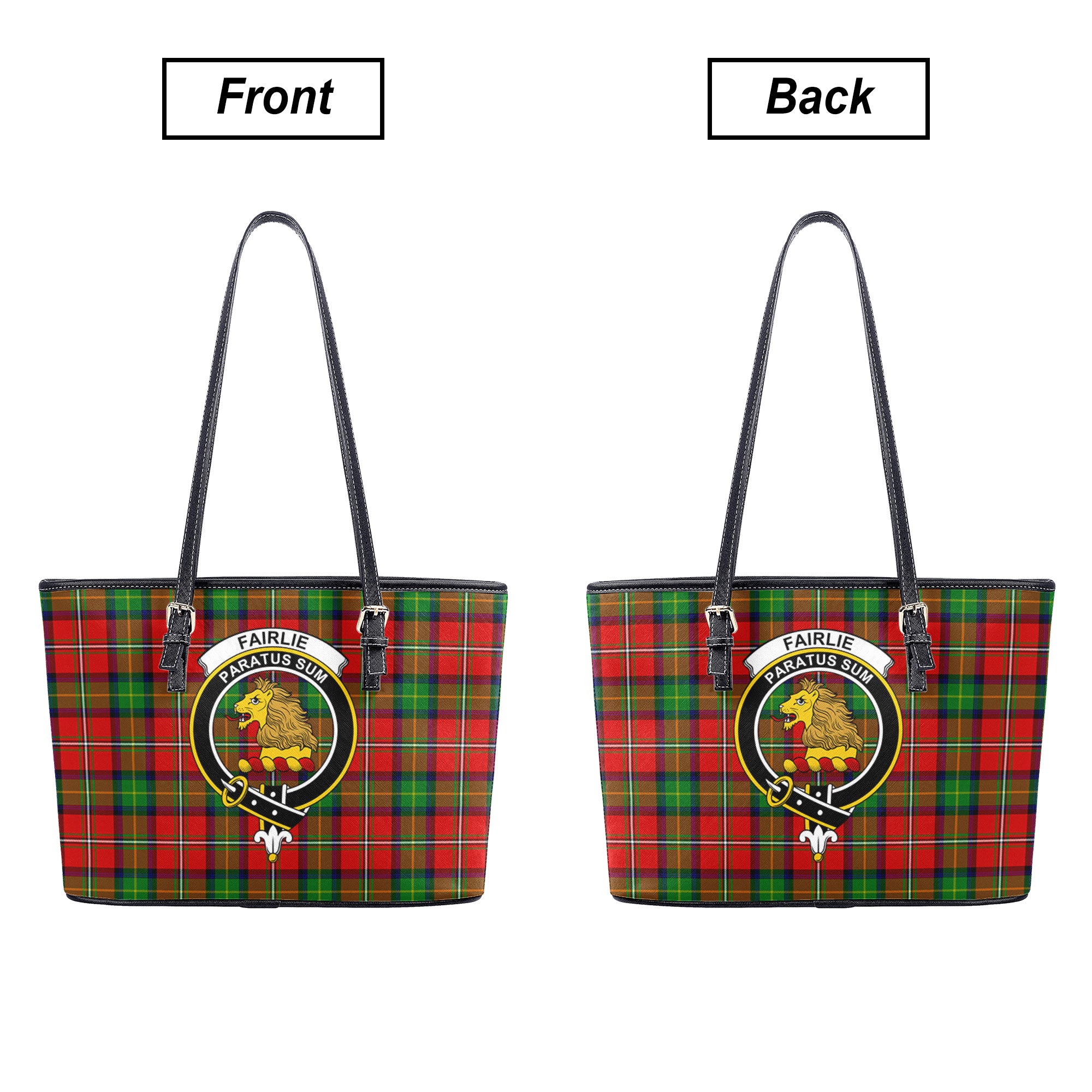 Fairlie Tartan Crest Leather Tote Bag