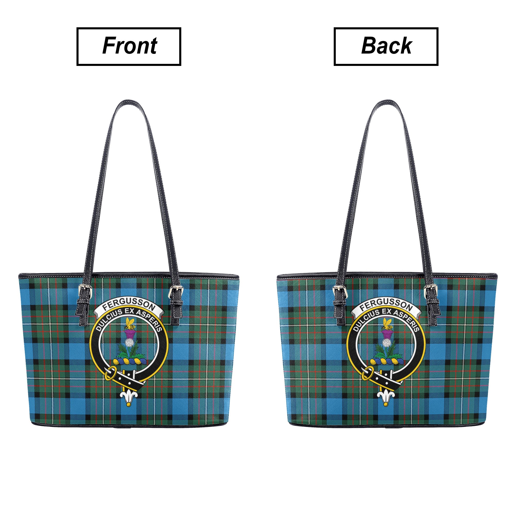 Fergusson Ancient Tartan Crest Leather Tote Bag