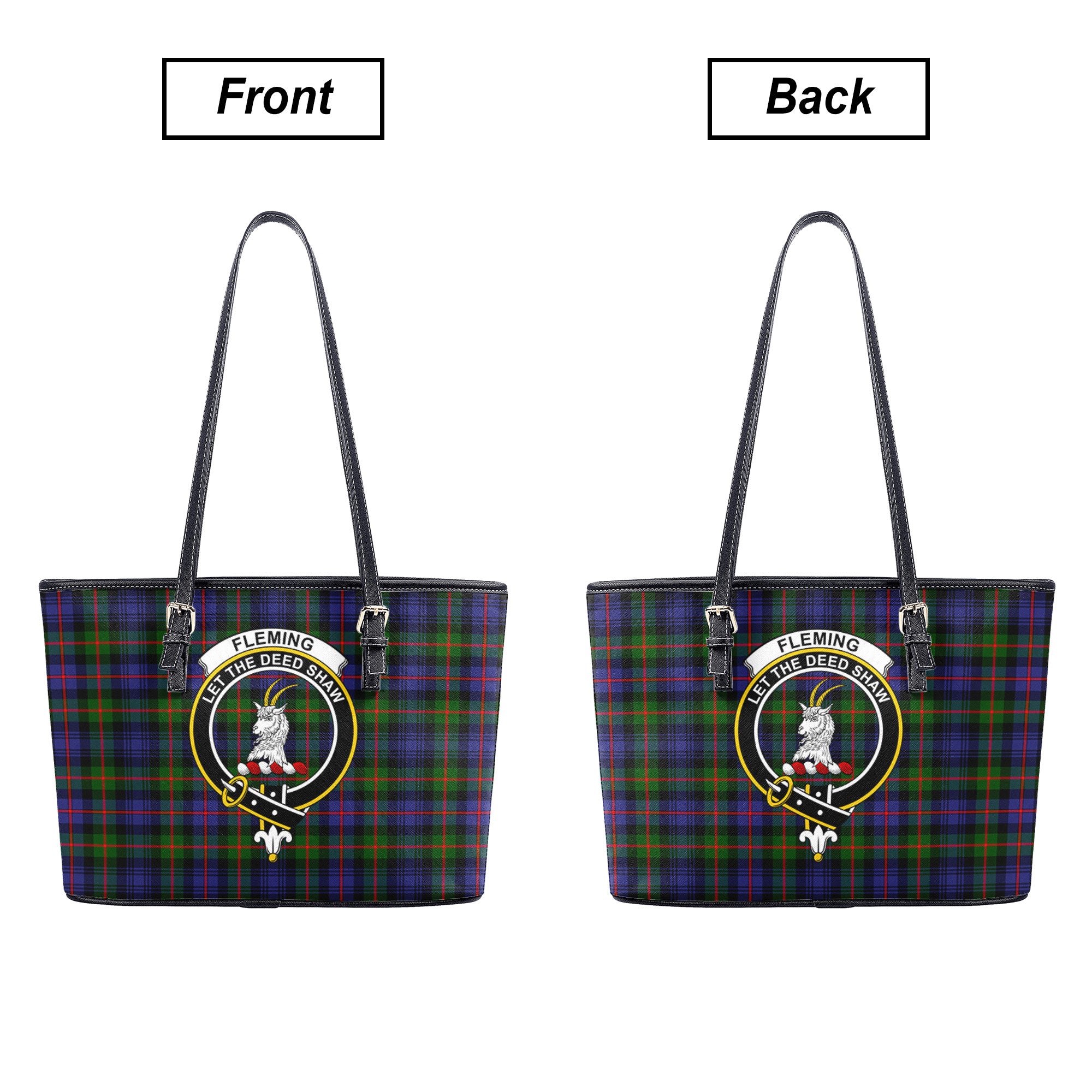 Fleming Tartan Crest Leather Tote Bag