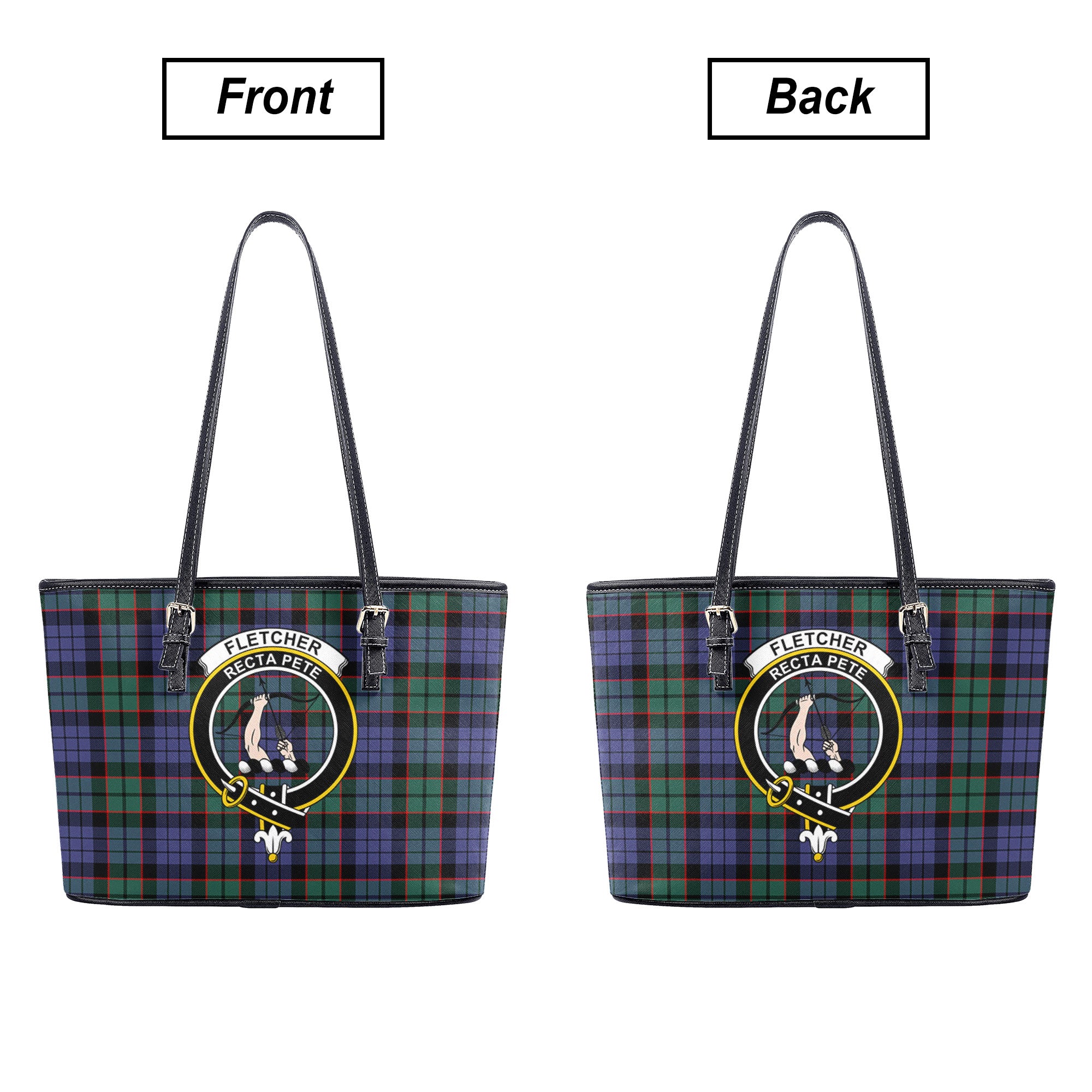 Fletcher Modern Tartan Crest Leather Tote Bag