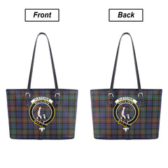 Fletcher of Dunans Tartan Crest Leather Tote Bag