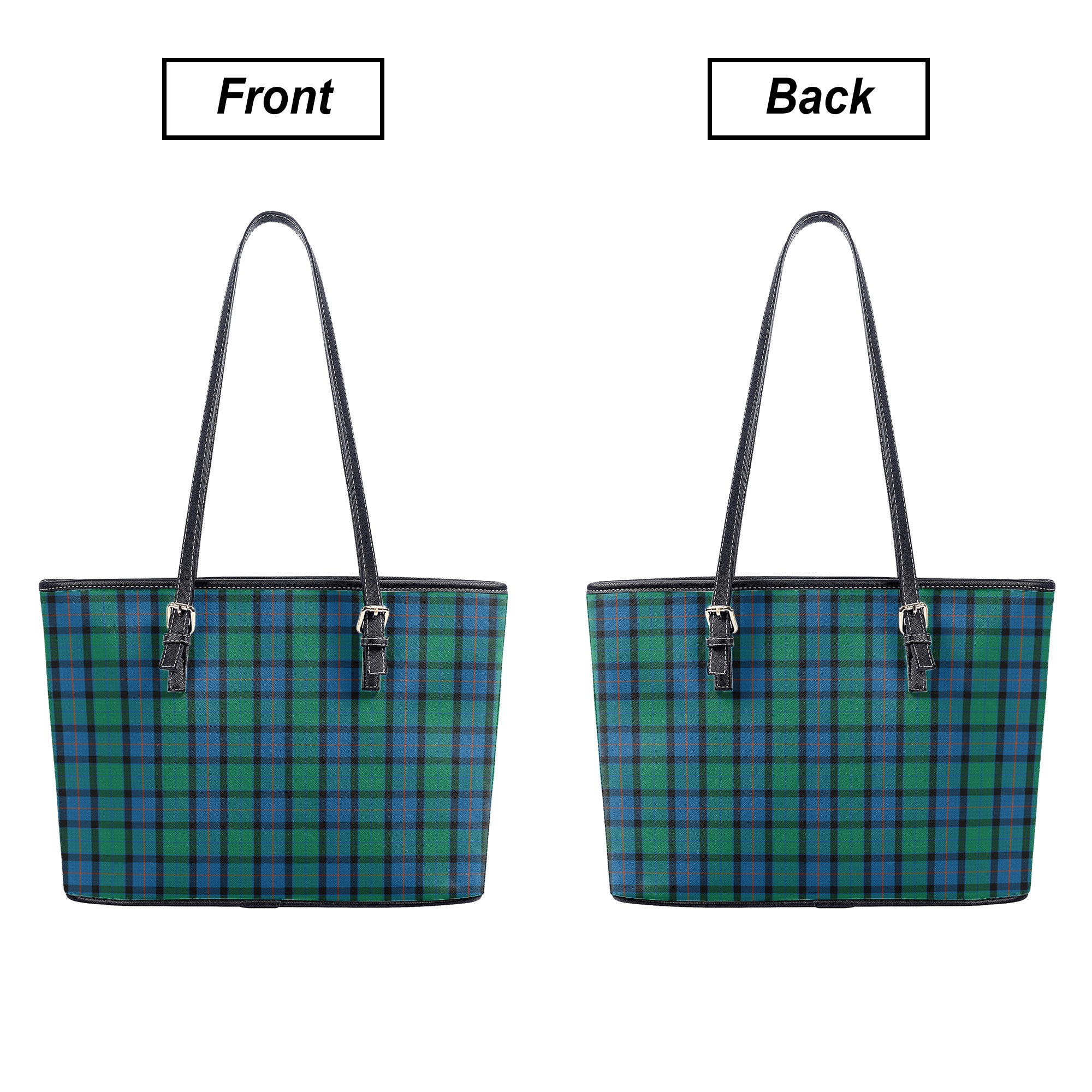 Flower of Scotland Tartan Leather Tote Bag