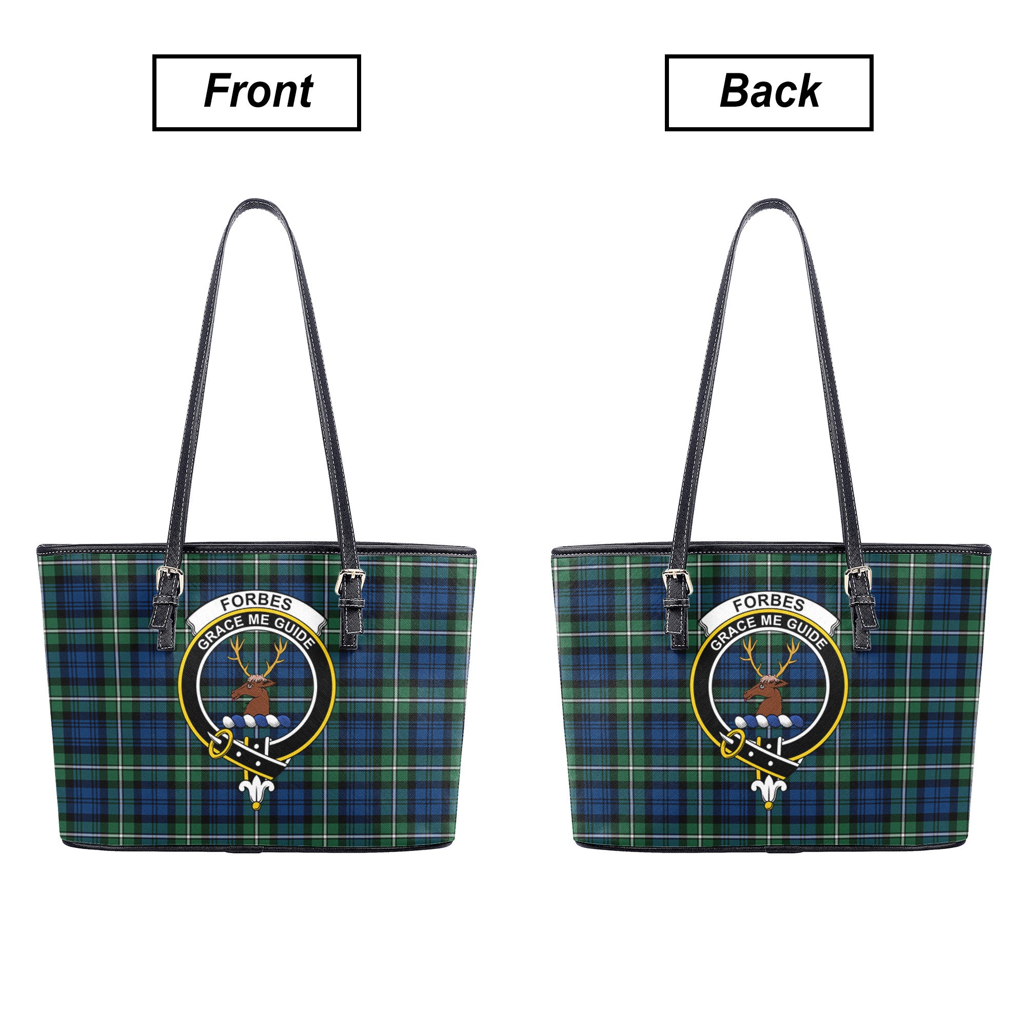 Forbes Ancient Tartan Crest Leather Tote Bag