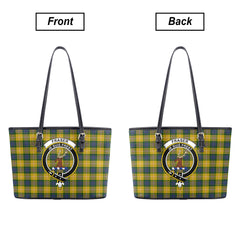 Fraser (of Lovat) Yellow Tartan Crest Leather Tote Bag