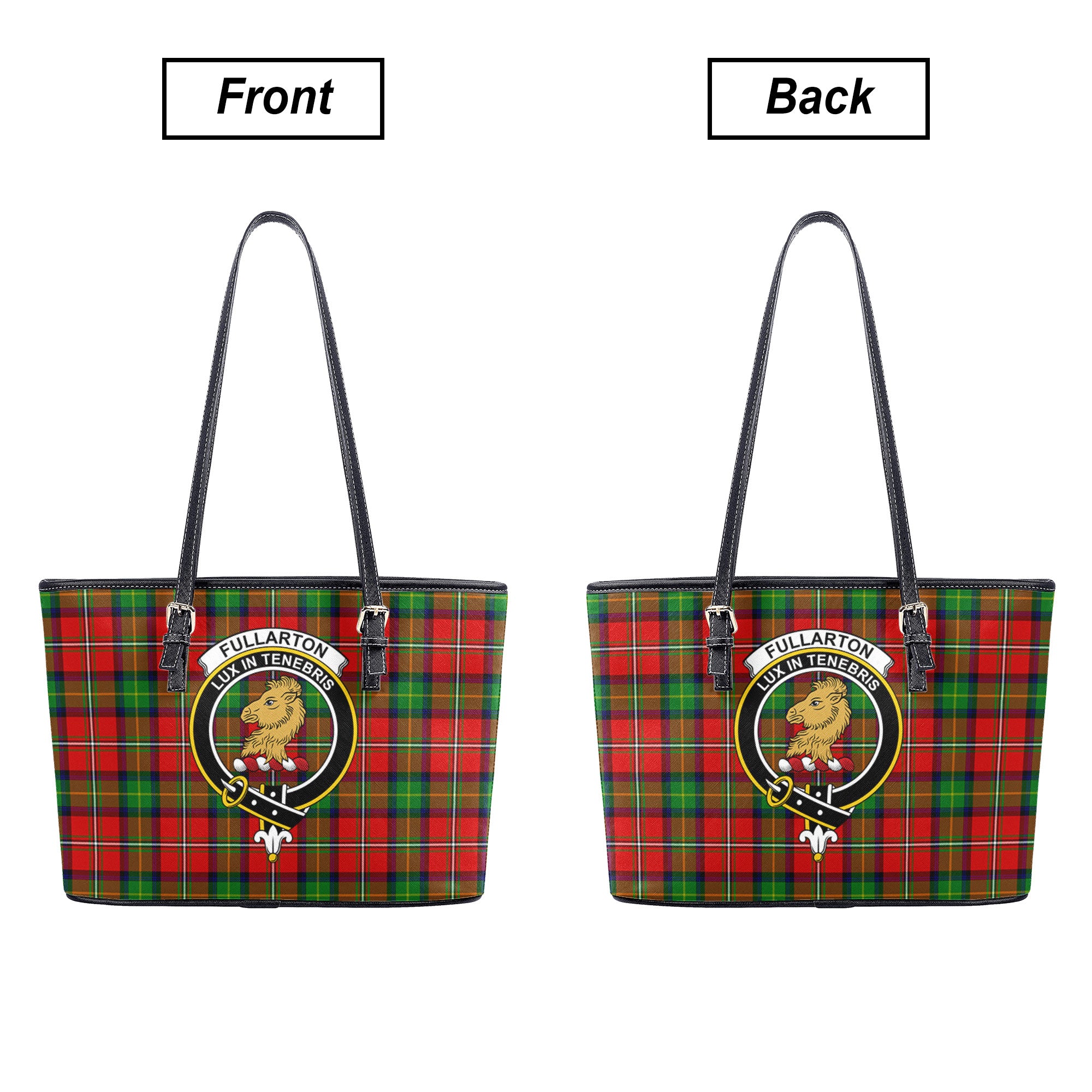 Fullarton Tartan Crest Leather Tote Bag