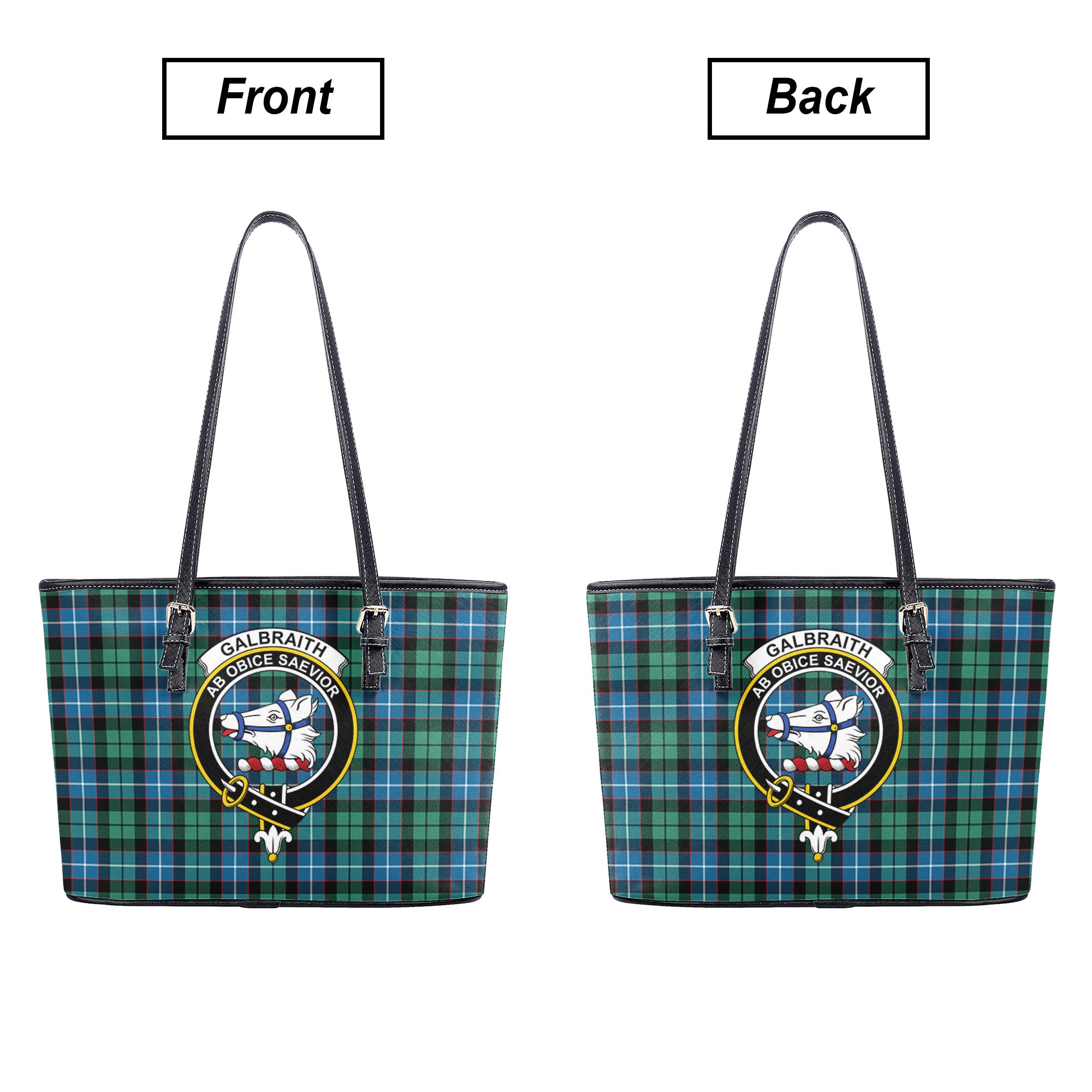 Galbraith Ancient Tartan Crest Leather Tote Bag