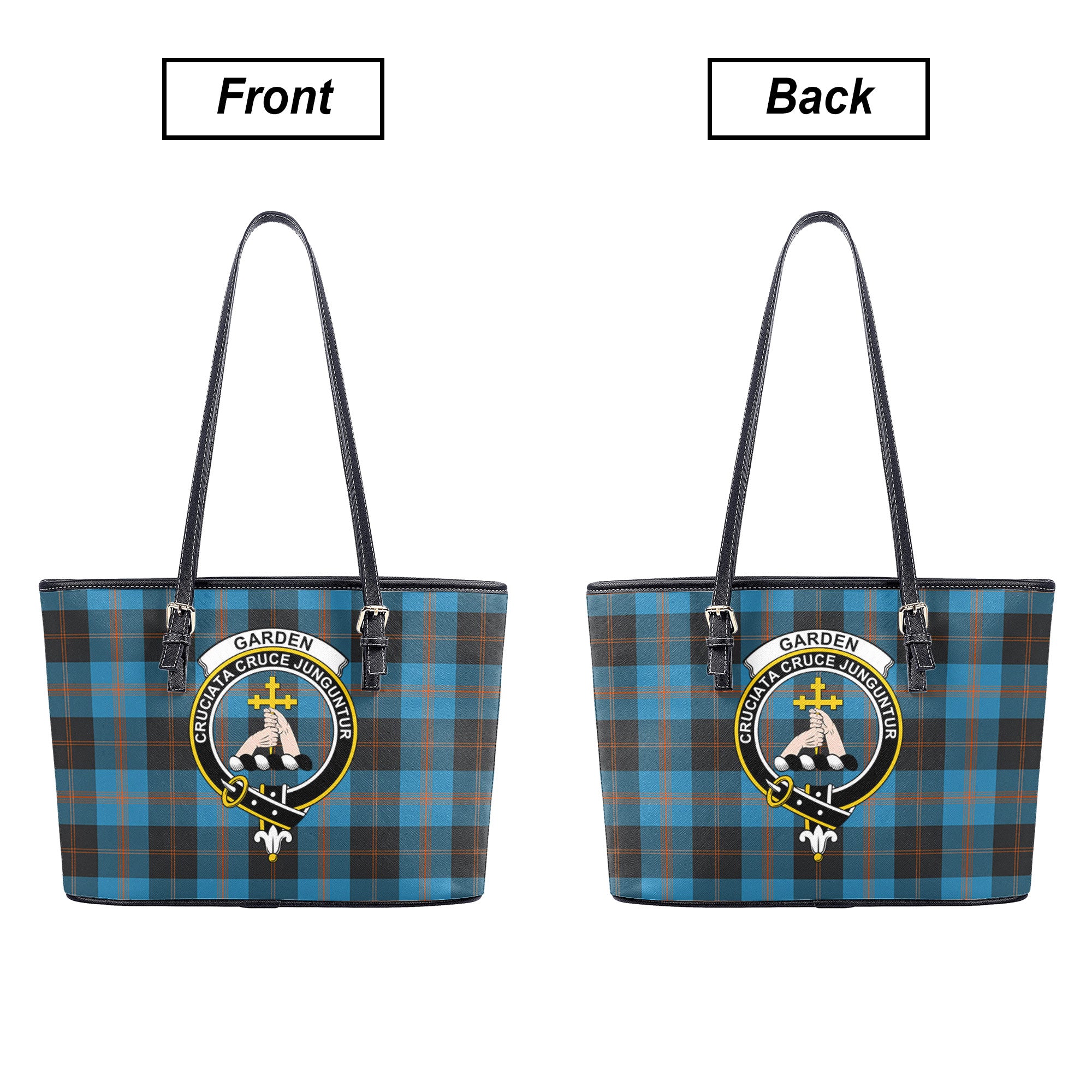 Garden Tartan Crest Leather Tote Bag