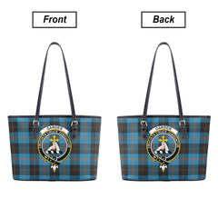 Garden Tartan Crest Leather Tote Bag