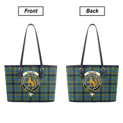 Gillies Ancient Tartan Crest Leather Tote Bag