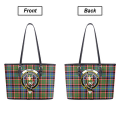 Glass Tartan Crest Leather Tote Bag