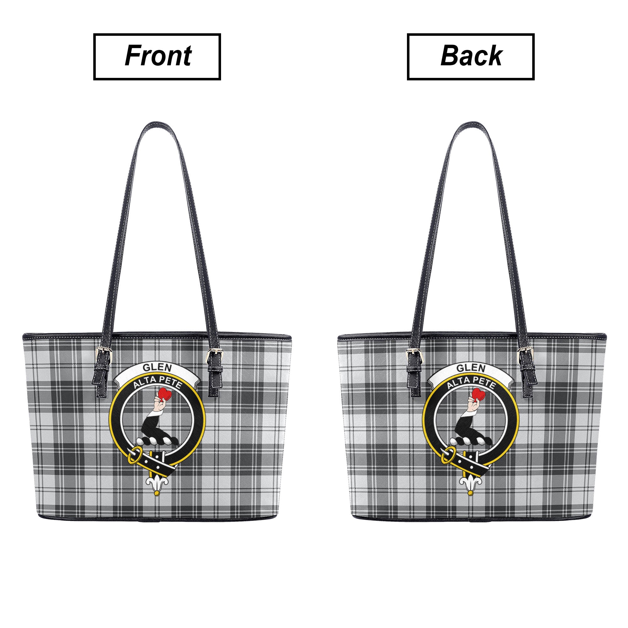 Glen Tartan Crest Leather Tote Bag