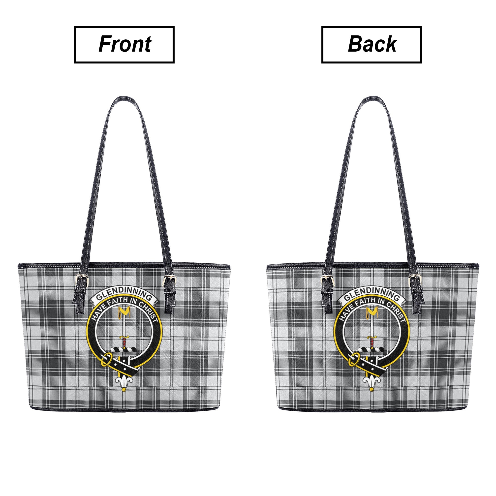 Glendinning Tartan Crest Leather Tote Bag