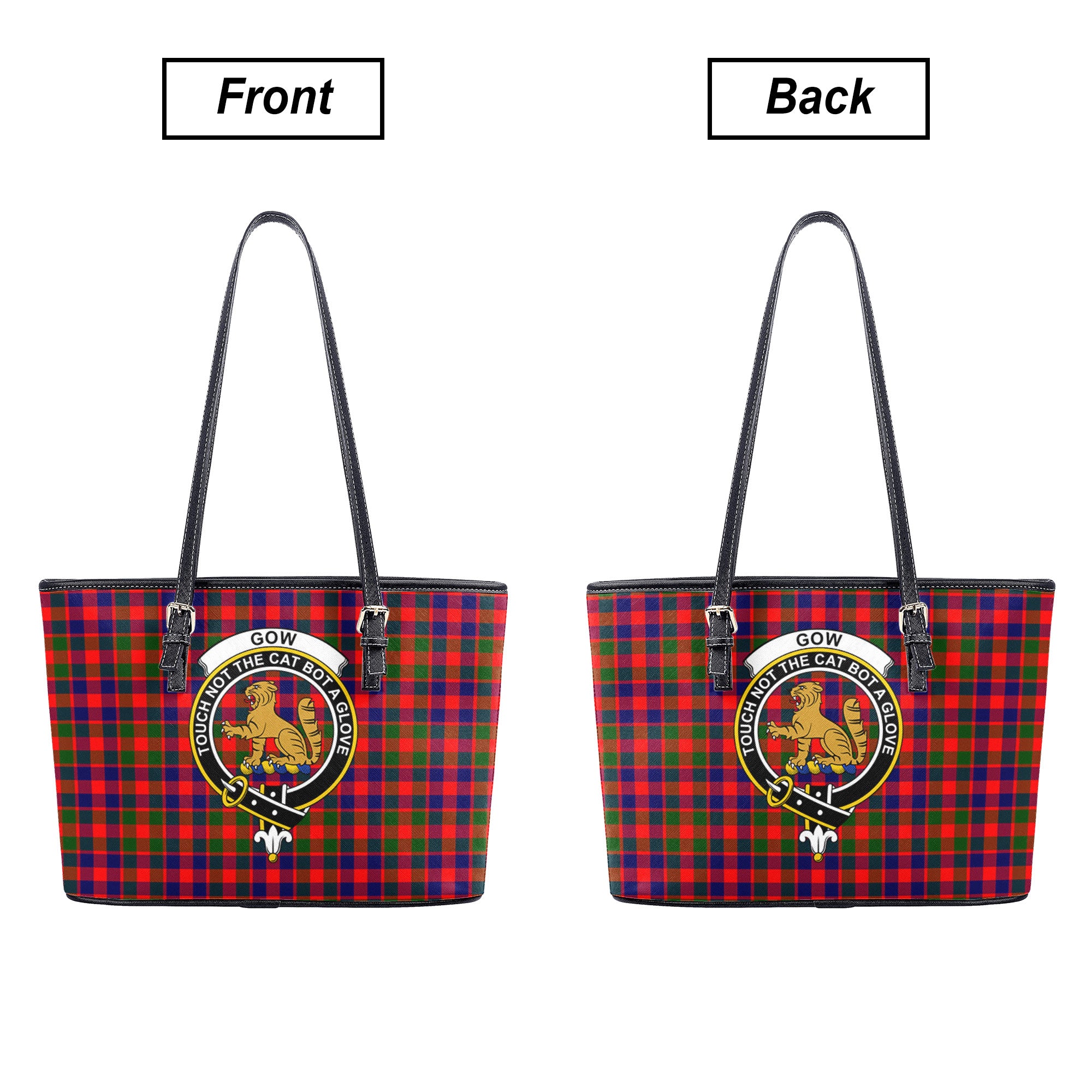 Gow (or McGouan) Tartan Crest Leather Tote Bag