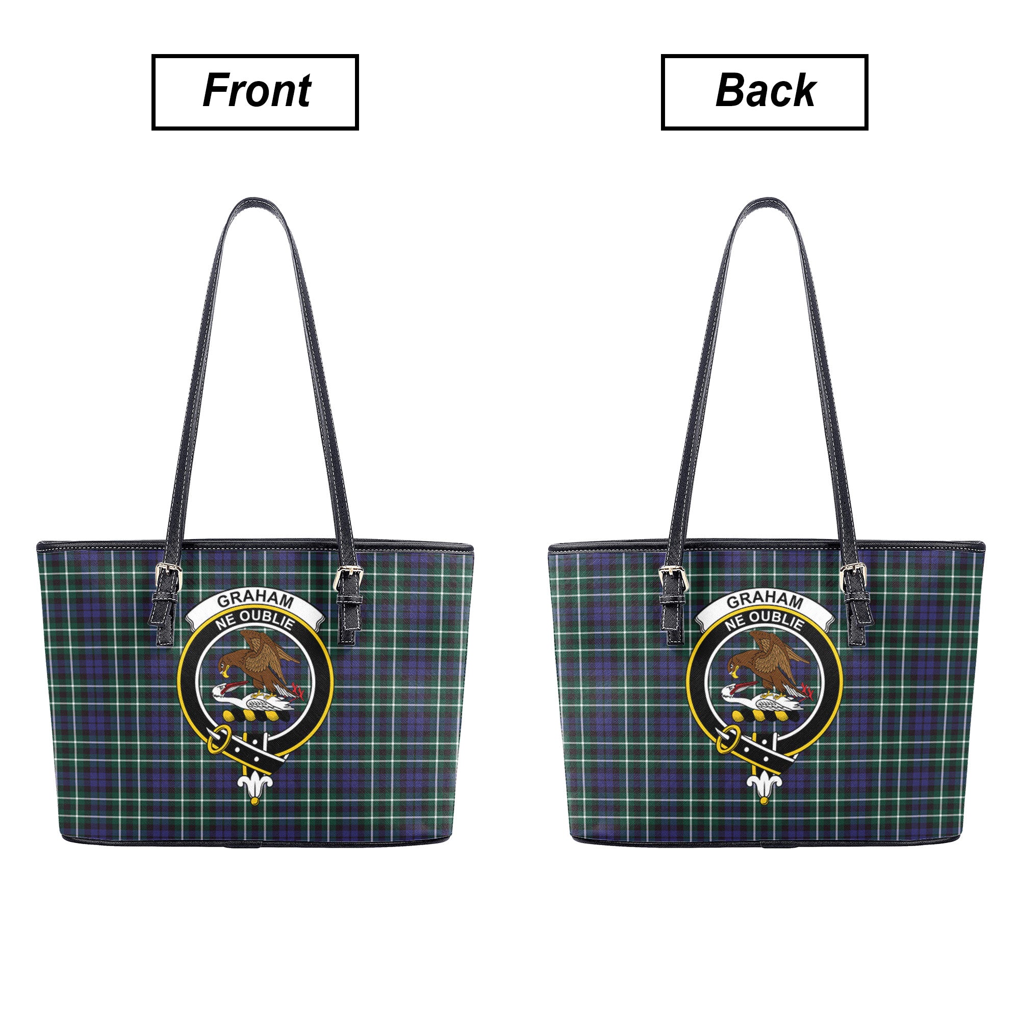 Graham of Montrose Modern Tartan Crest Leather Tote Bag