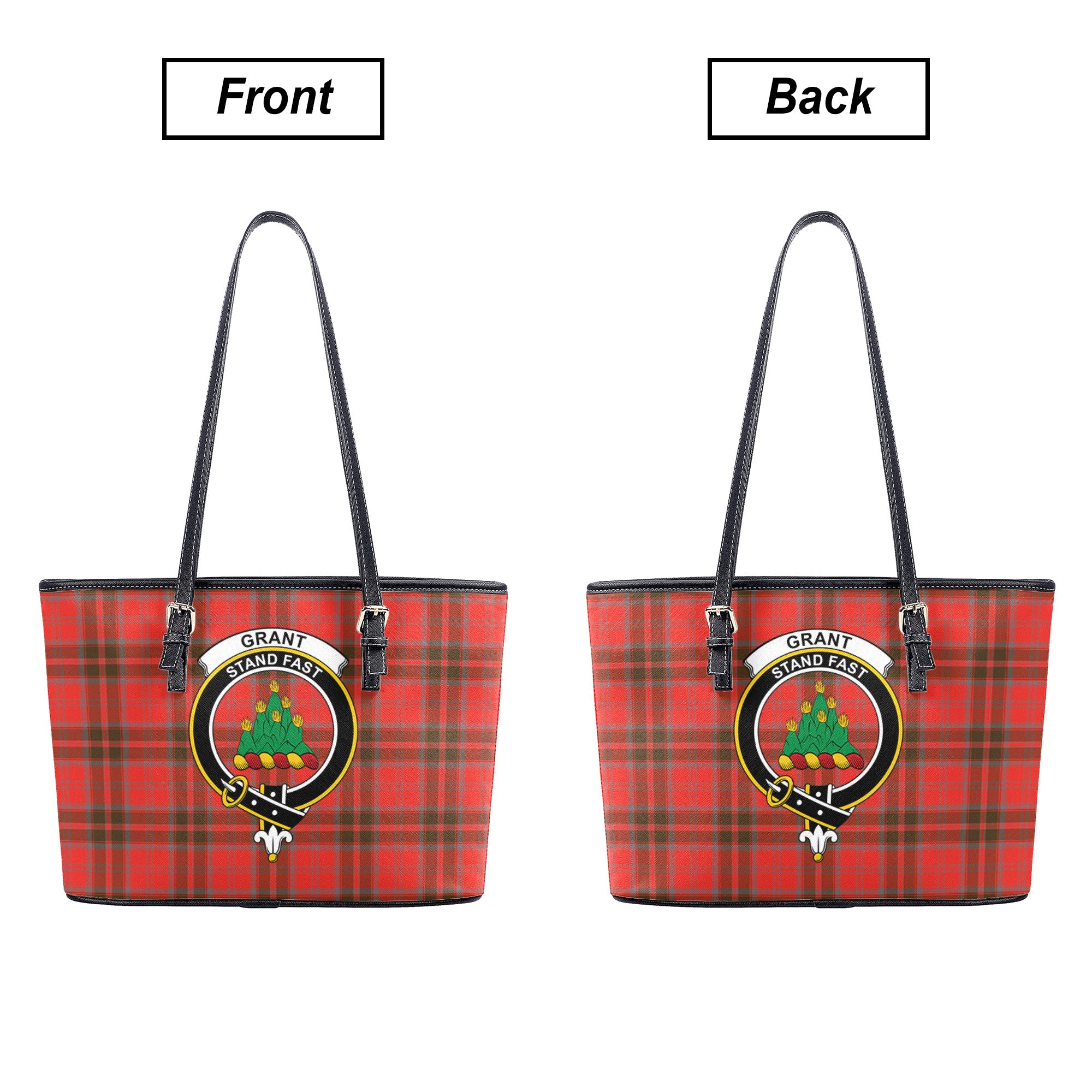 Grant Weathered Tartan Crest Leather Tote Bag