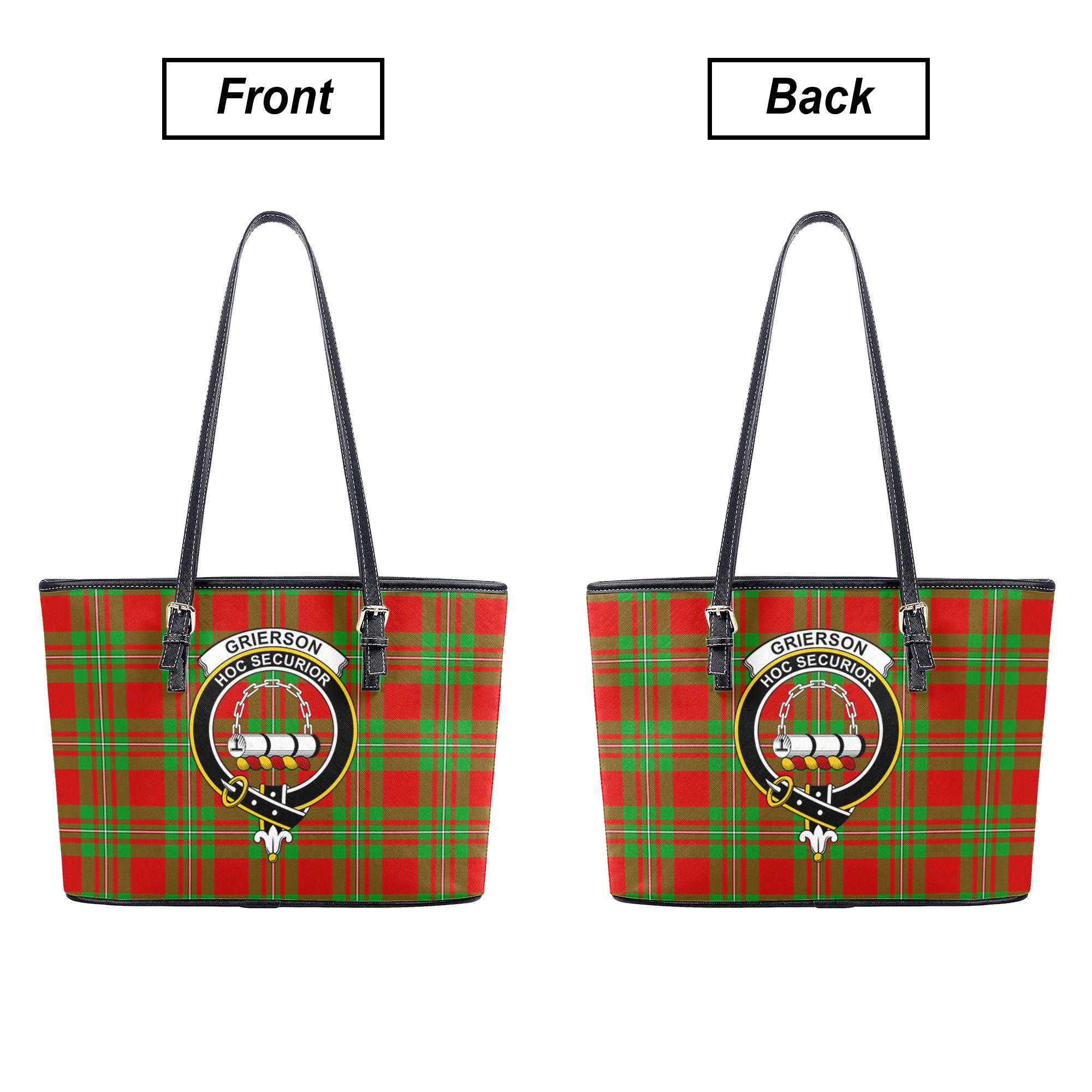 Grierson Tartan Crest Leather Tote Bag