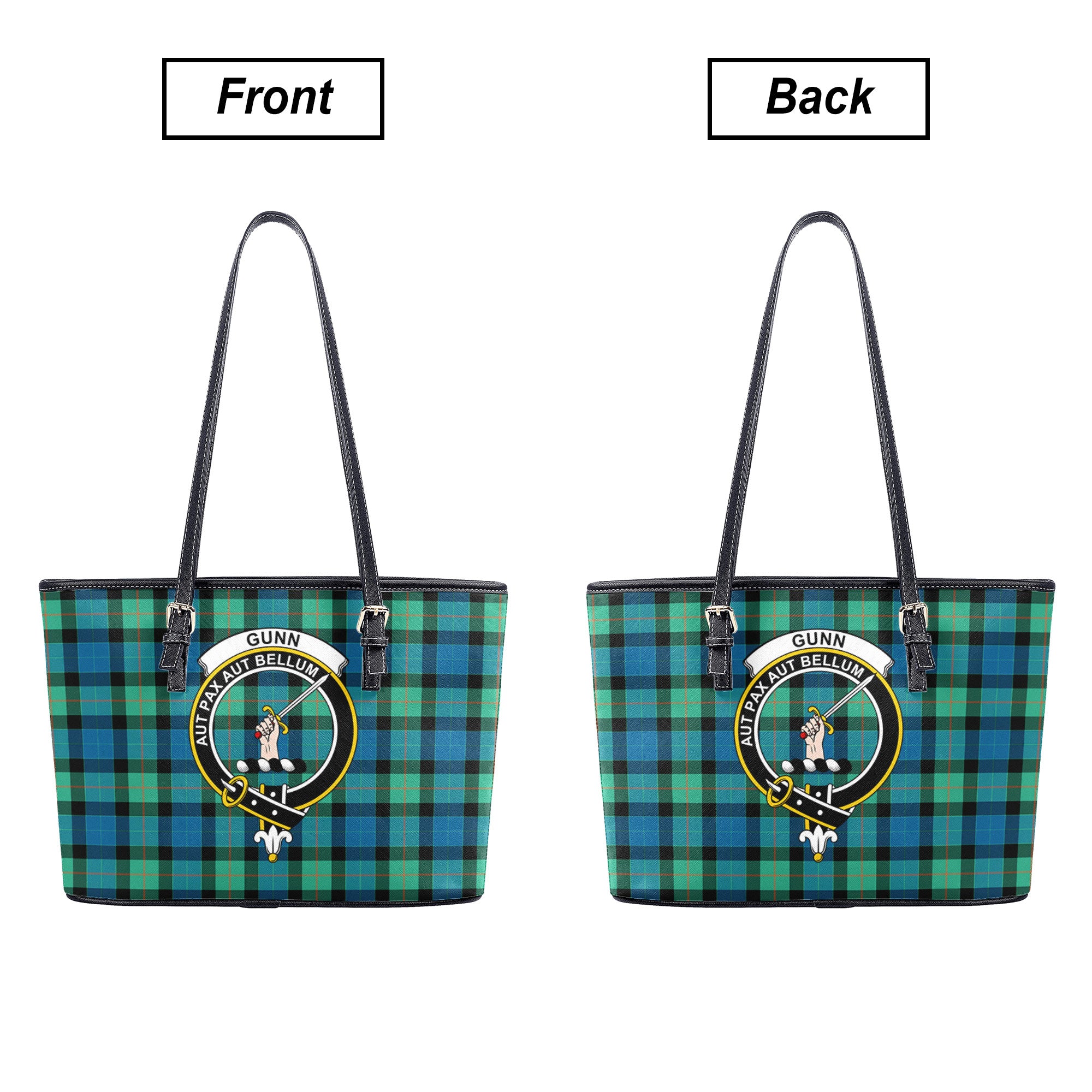 Gunn Ancient Tartan Crest Leather Tote Bag