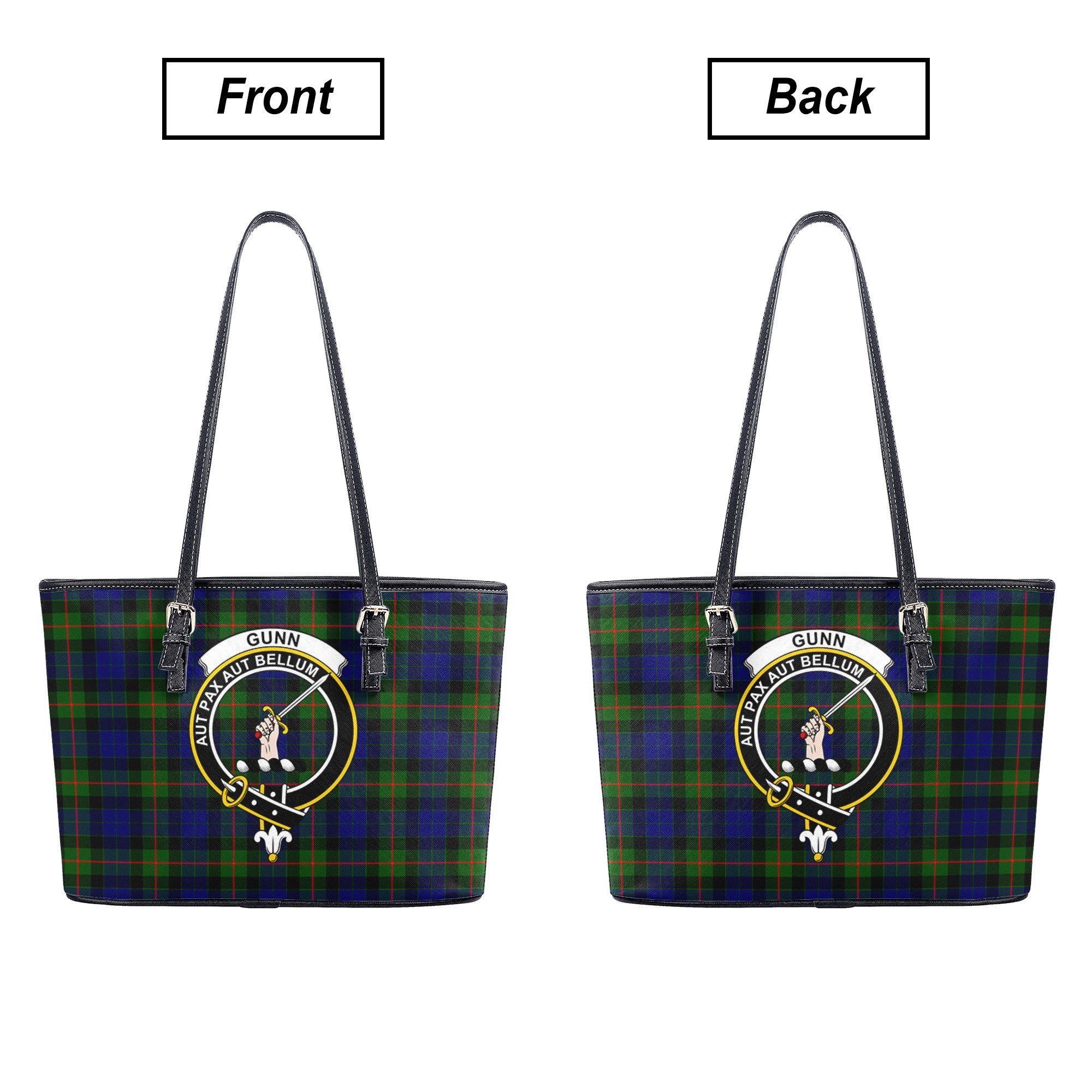 Gunn Modern Tartan Crest Leather Tote Bag