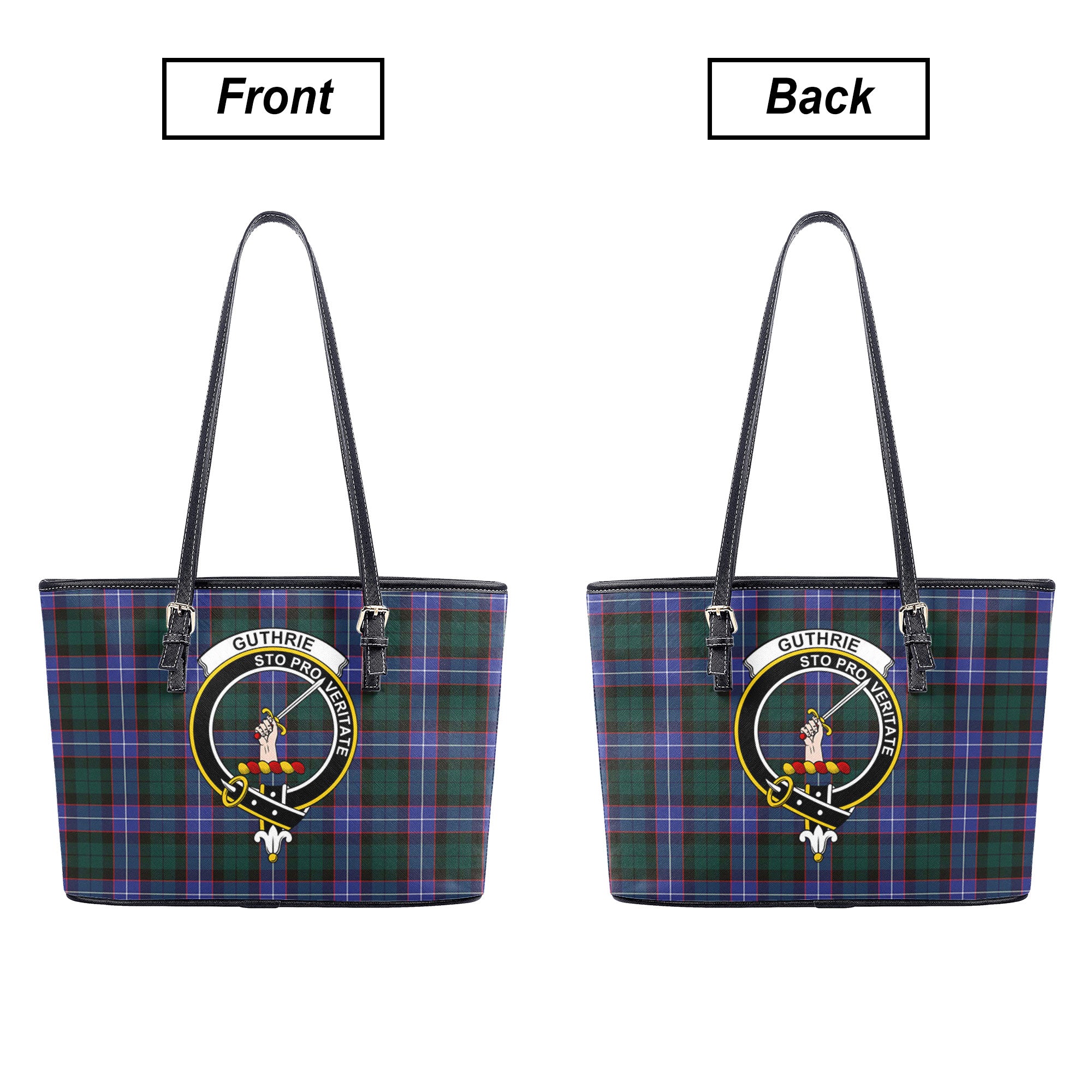 Guthrie Modern Tartan Crest Leather Tote Bag