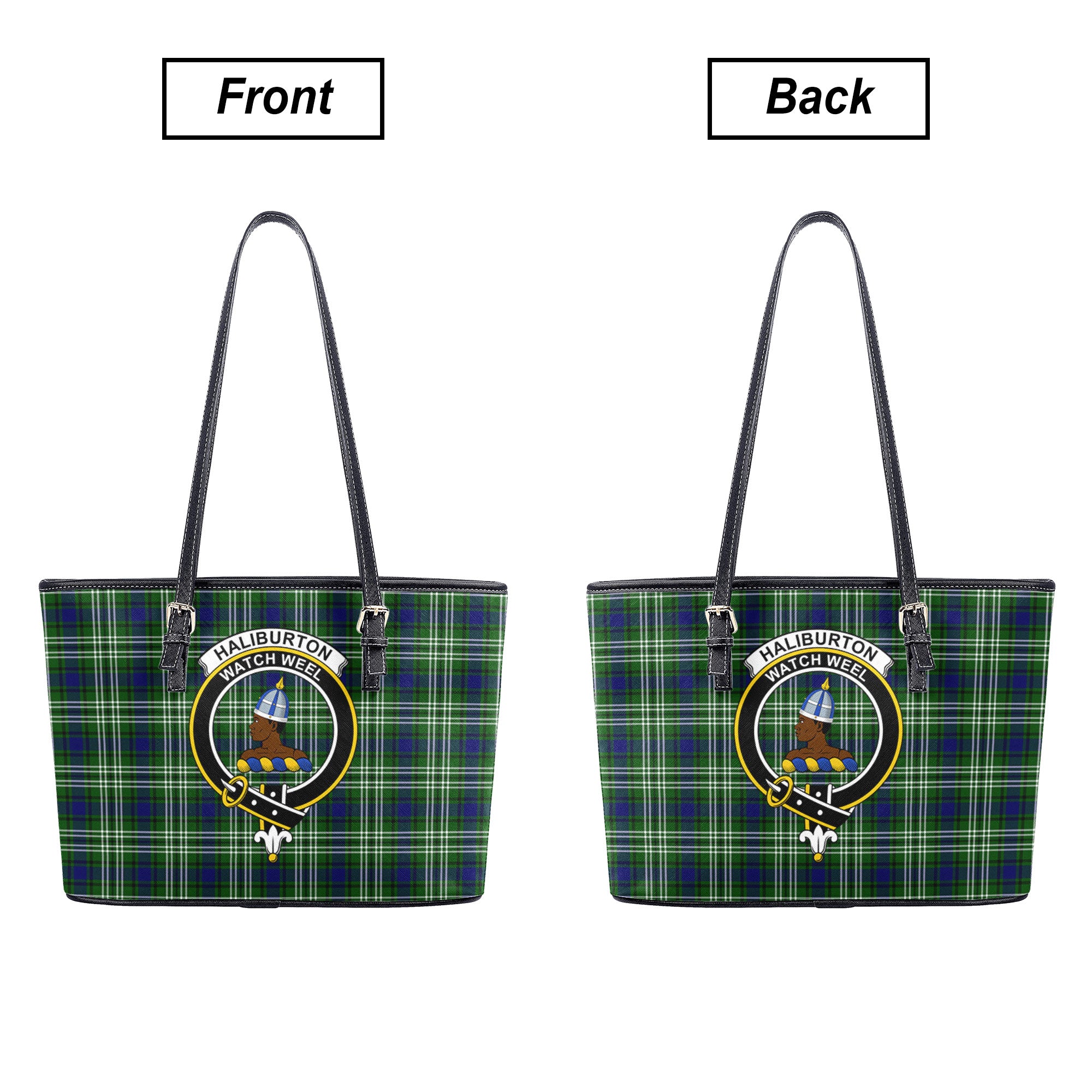 Haliburton Tartan Crest Leather Tote Bag