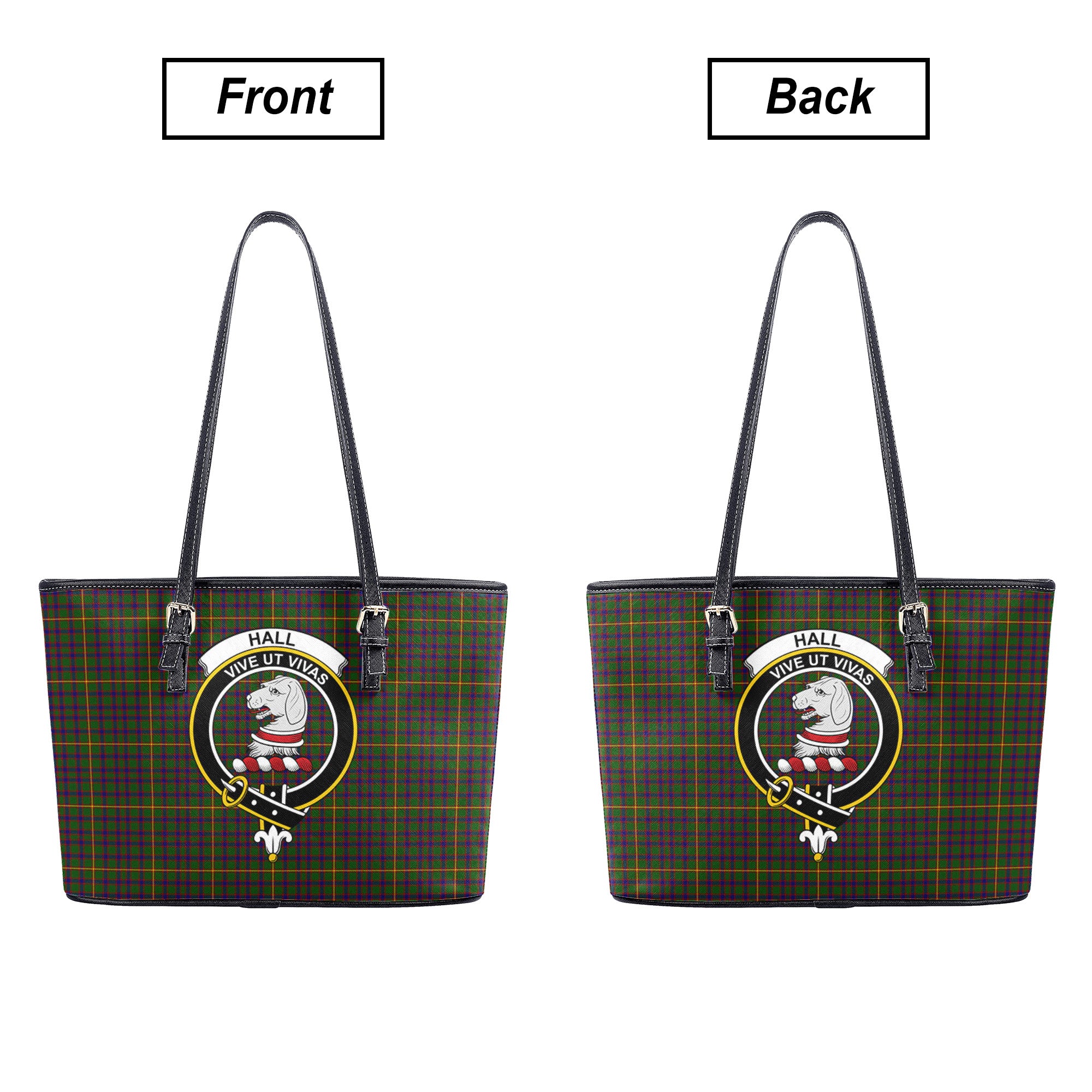 Hall Tartan Crest Leather Tote Bag