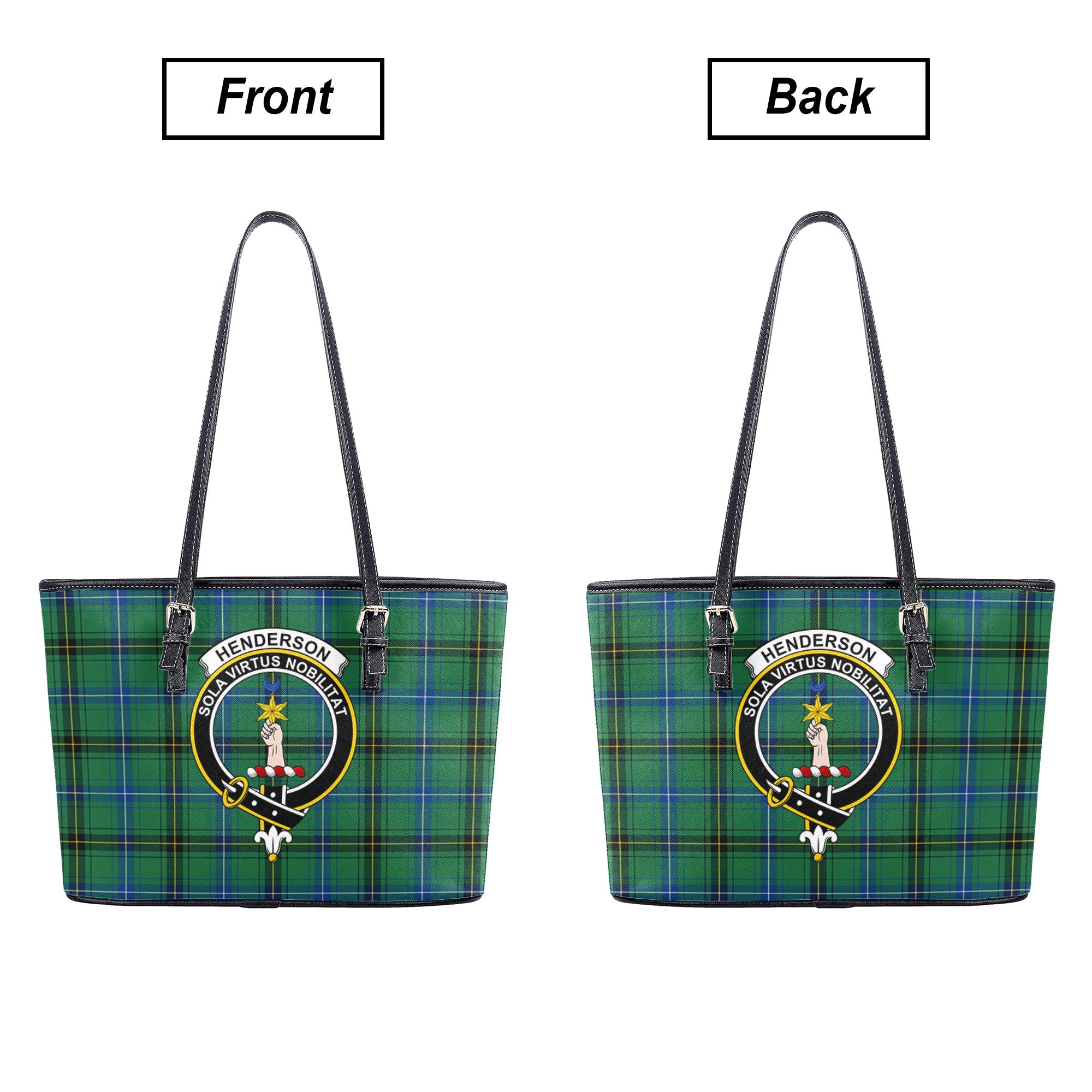 Henderson Ancient Tartan Crest Leather Tote Bag