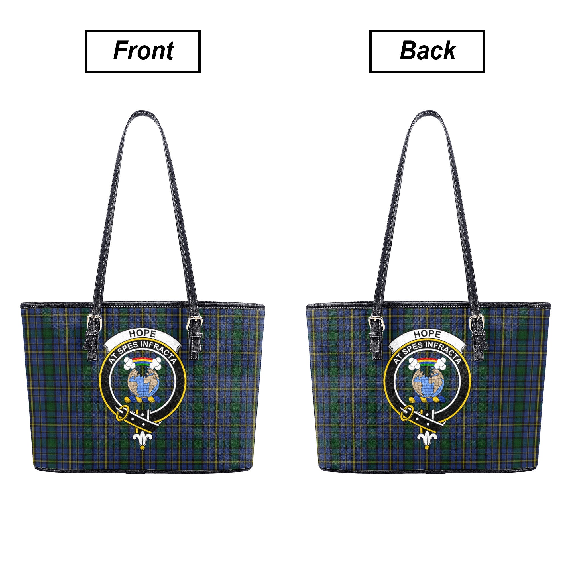 Hope Tartan Crest Leather Tote Bag