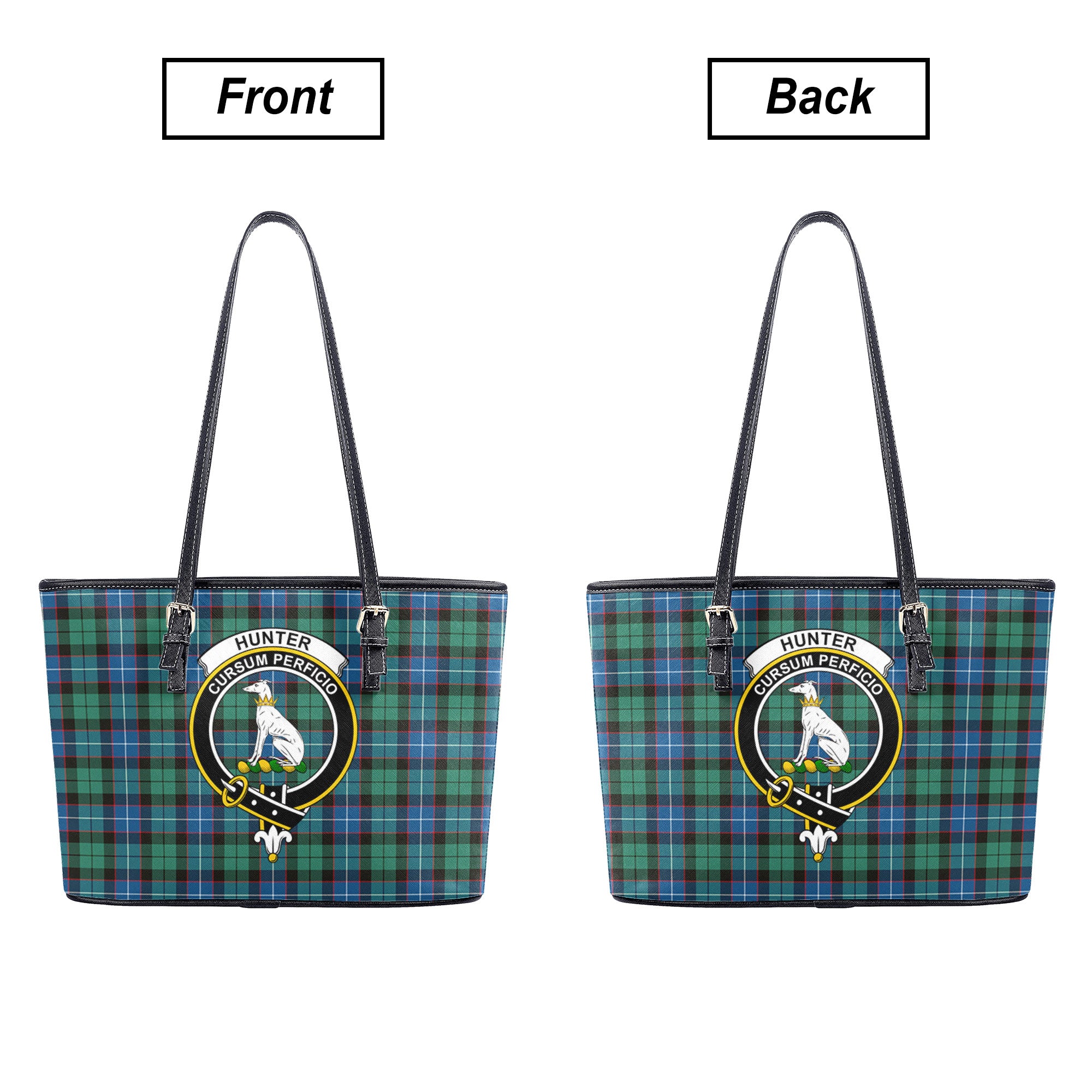 Hunter Ancient Tartan Crest Leather Tote Bag