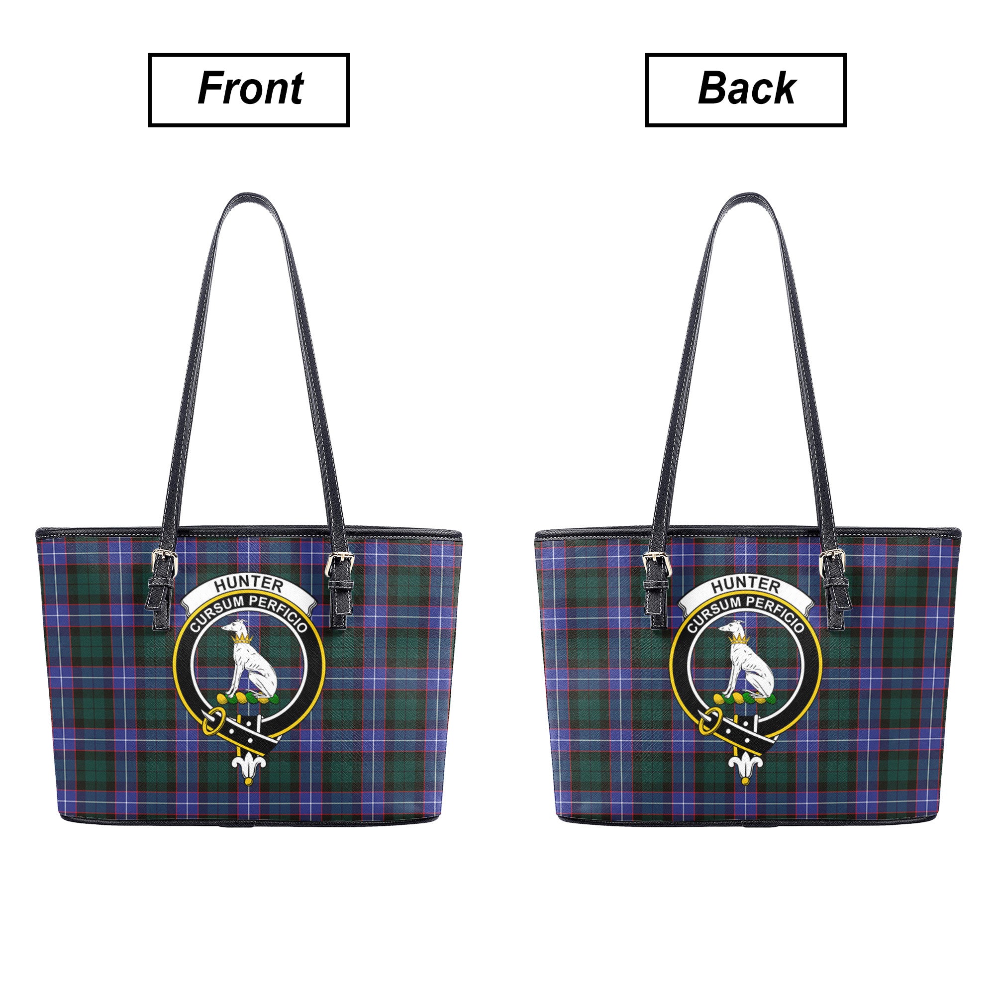 Hunter Modern Tartan Crest Leather Tote Bag