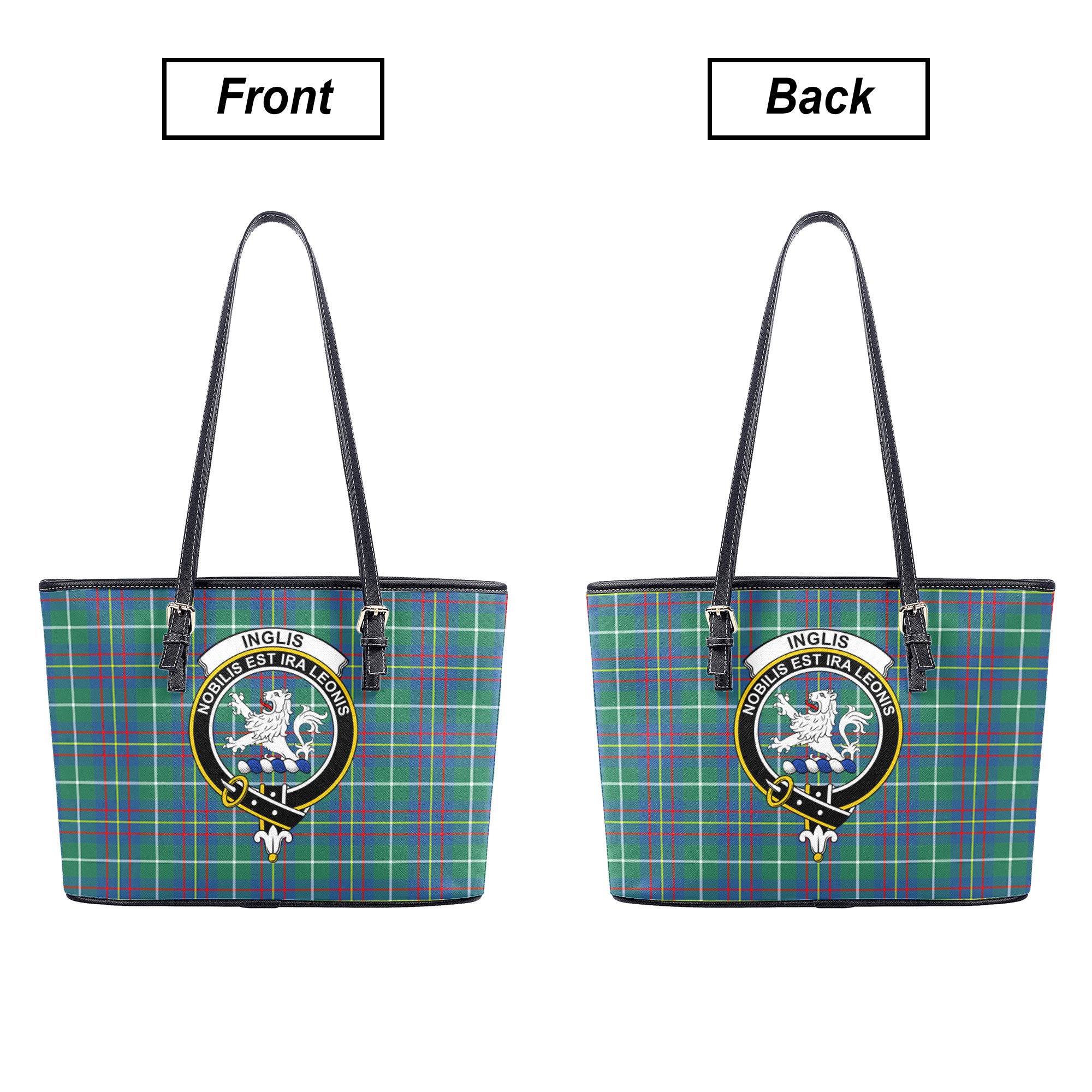 Inglis Ancient Tartan Crest Leather Tote Bag