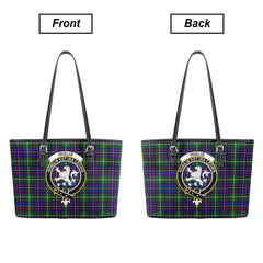 Inglis Modern Tartan Crest Leather Tote Bag