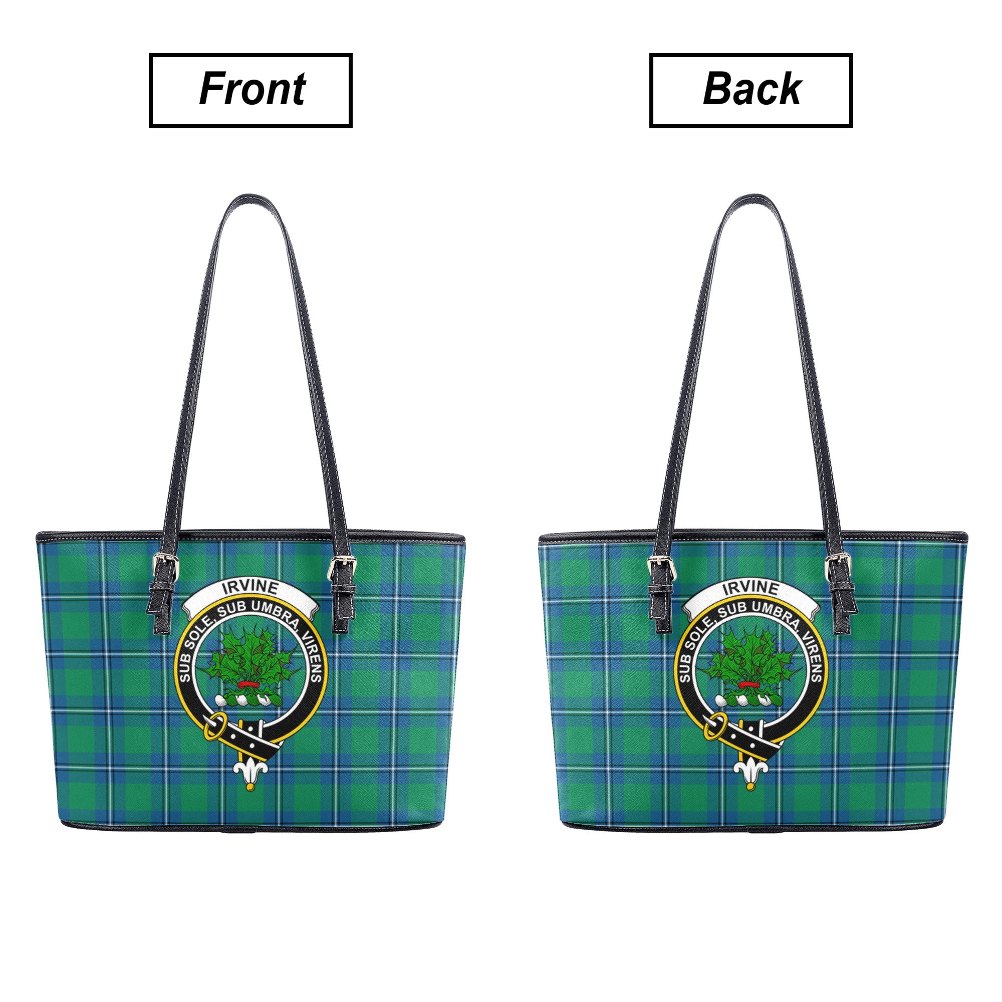 Irvine Ancient Tartan Crest Leather Tote Bag