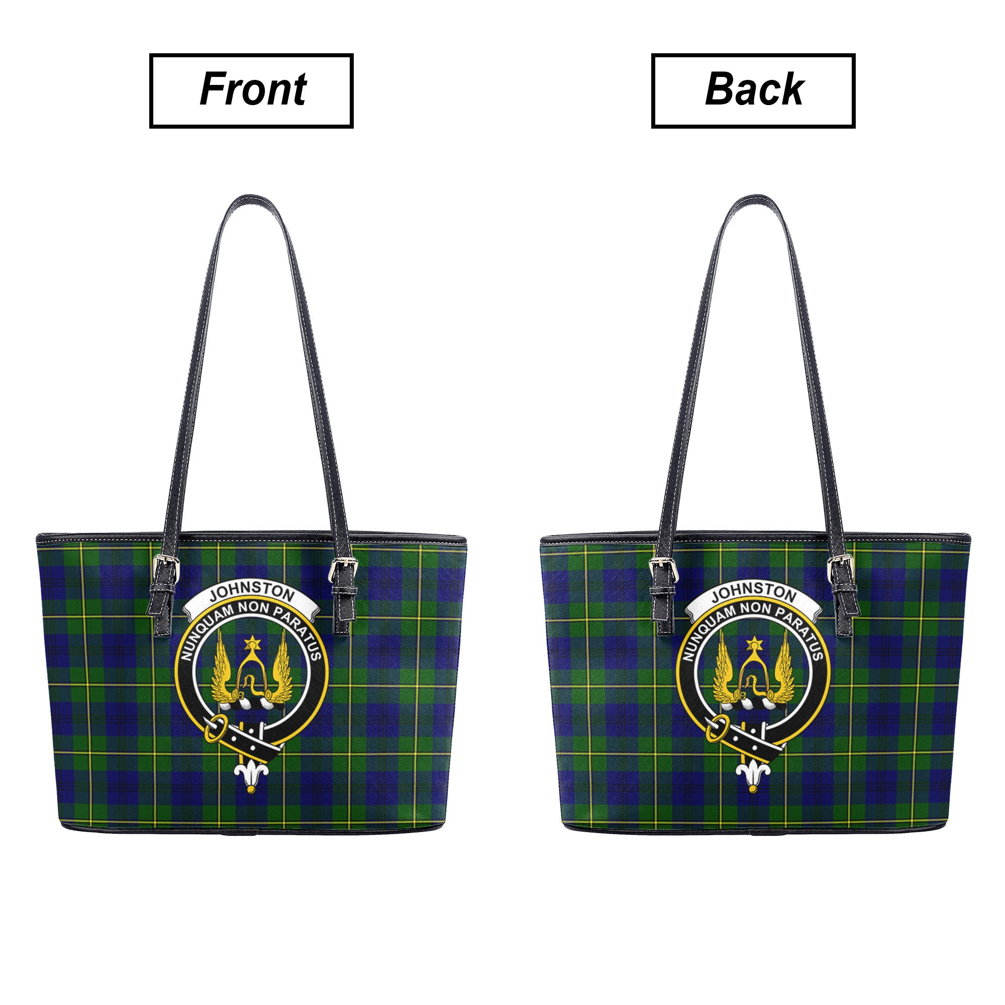 Johnston Modern Tartan Crest Leather Tote Bag