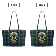 Johnston Modern Tartan Crest Leather Tote Bag