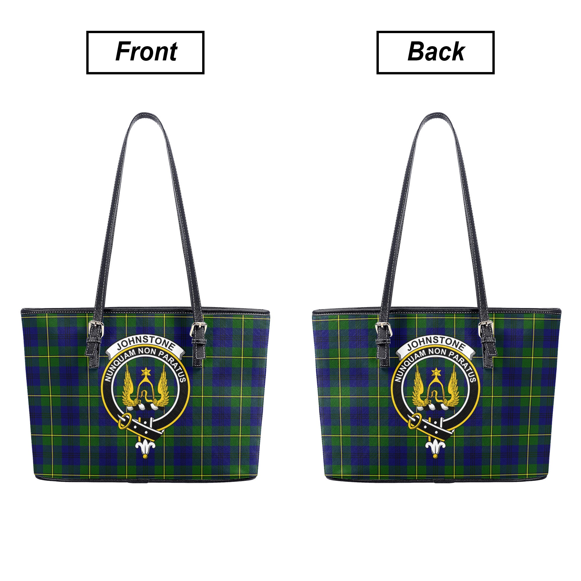 Johnstone Modern Tartan Crest Leather Tote Bag