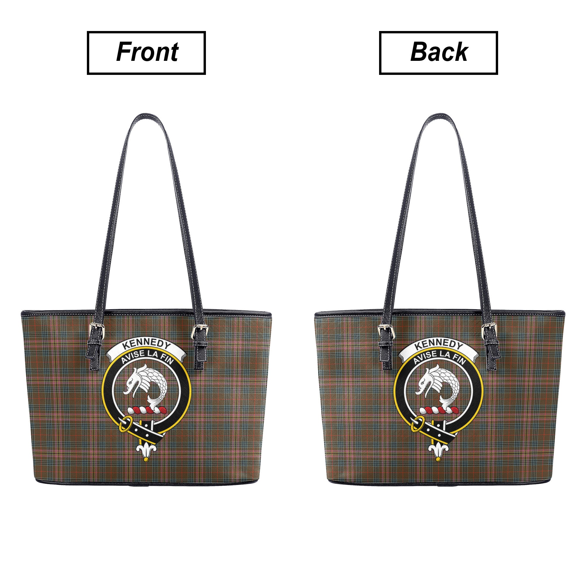 Kennedy Weathered Tartan Crest Leather Tote Bag