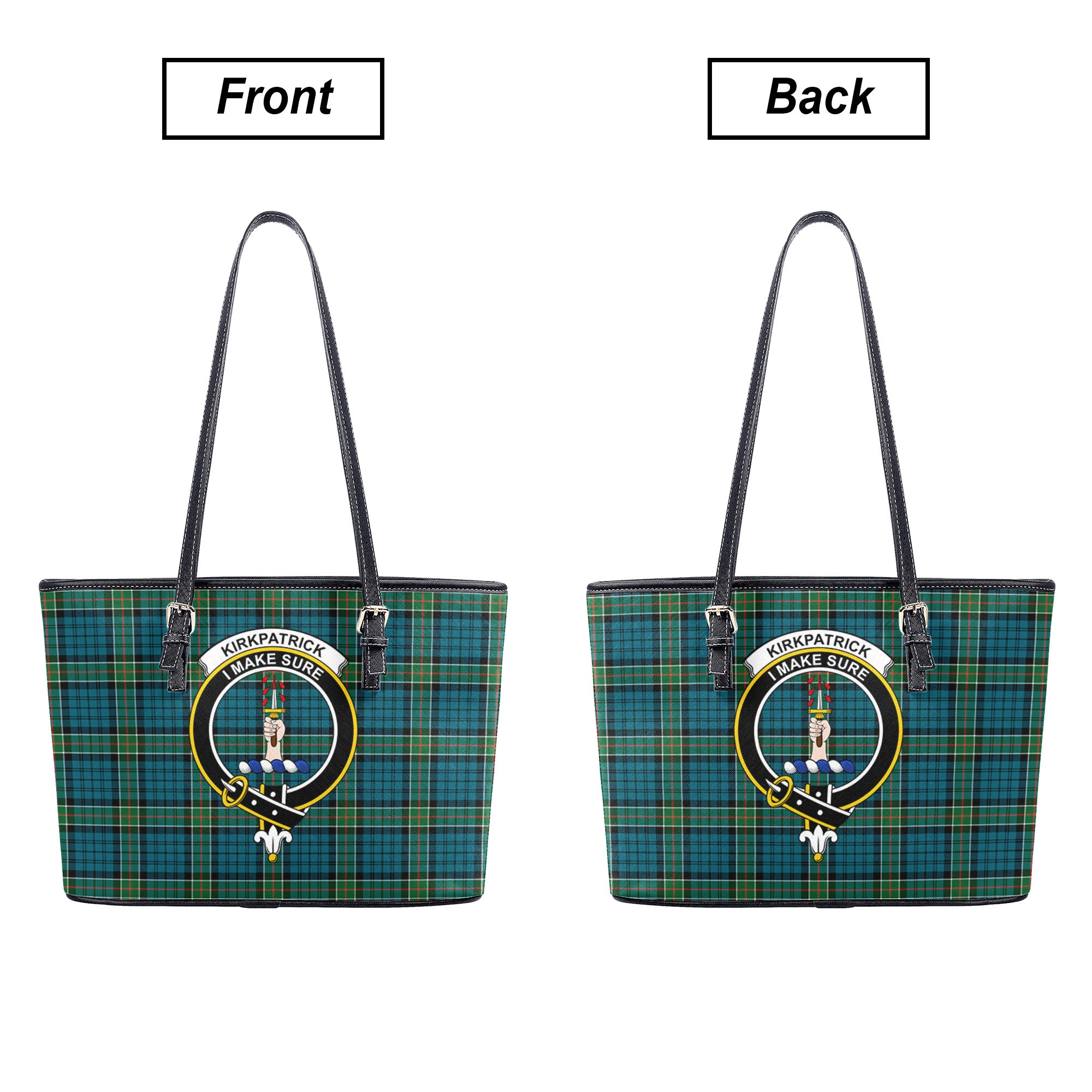 Kirkpatrick Ancient Tartan Crest Leather Tote Bag