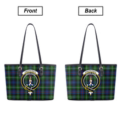 Kirkpatrick Tartan Crest Leather Tote Bag