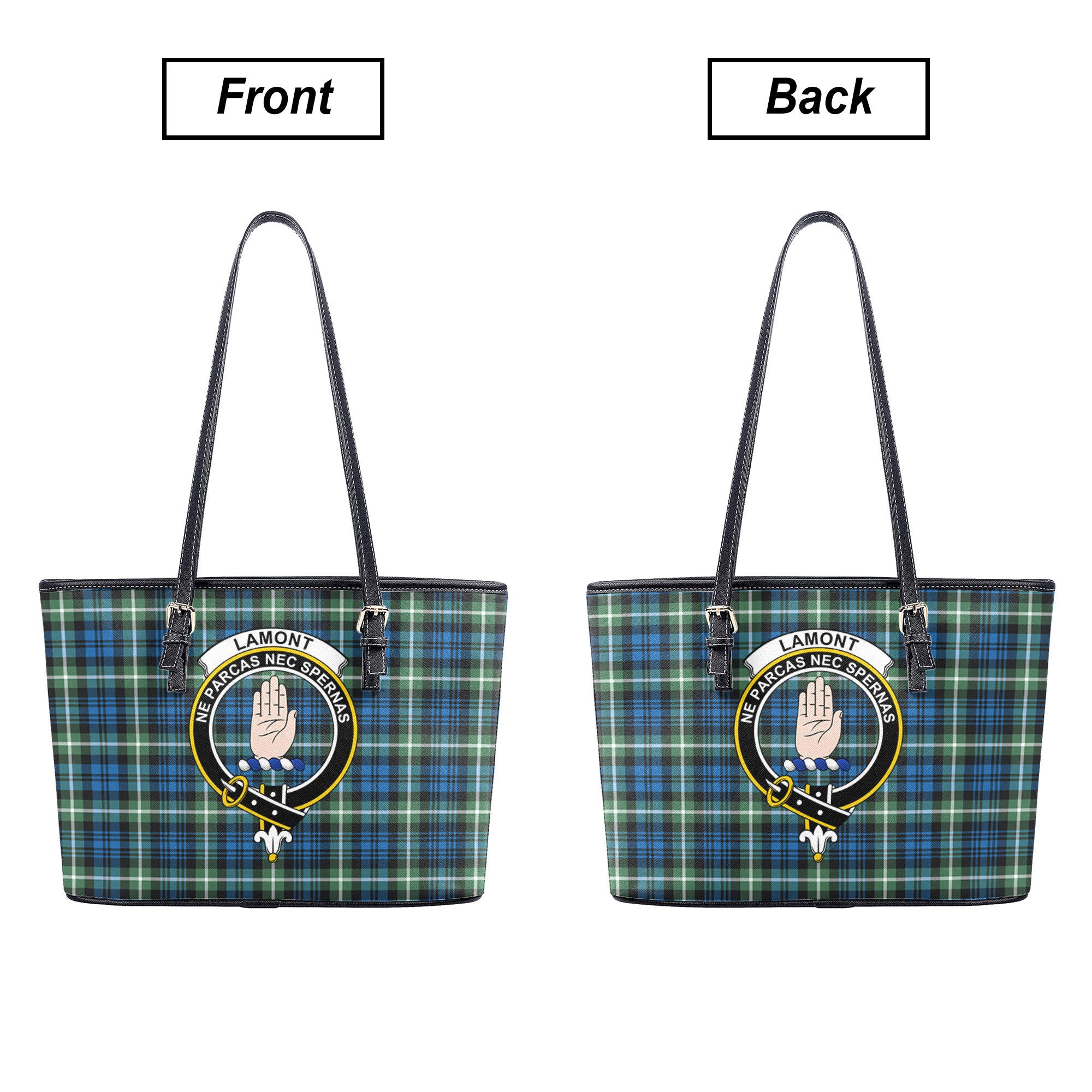 Lamont Ancient Tartan Crest Leather Tote Bag